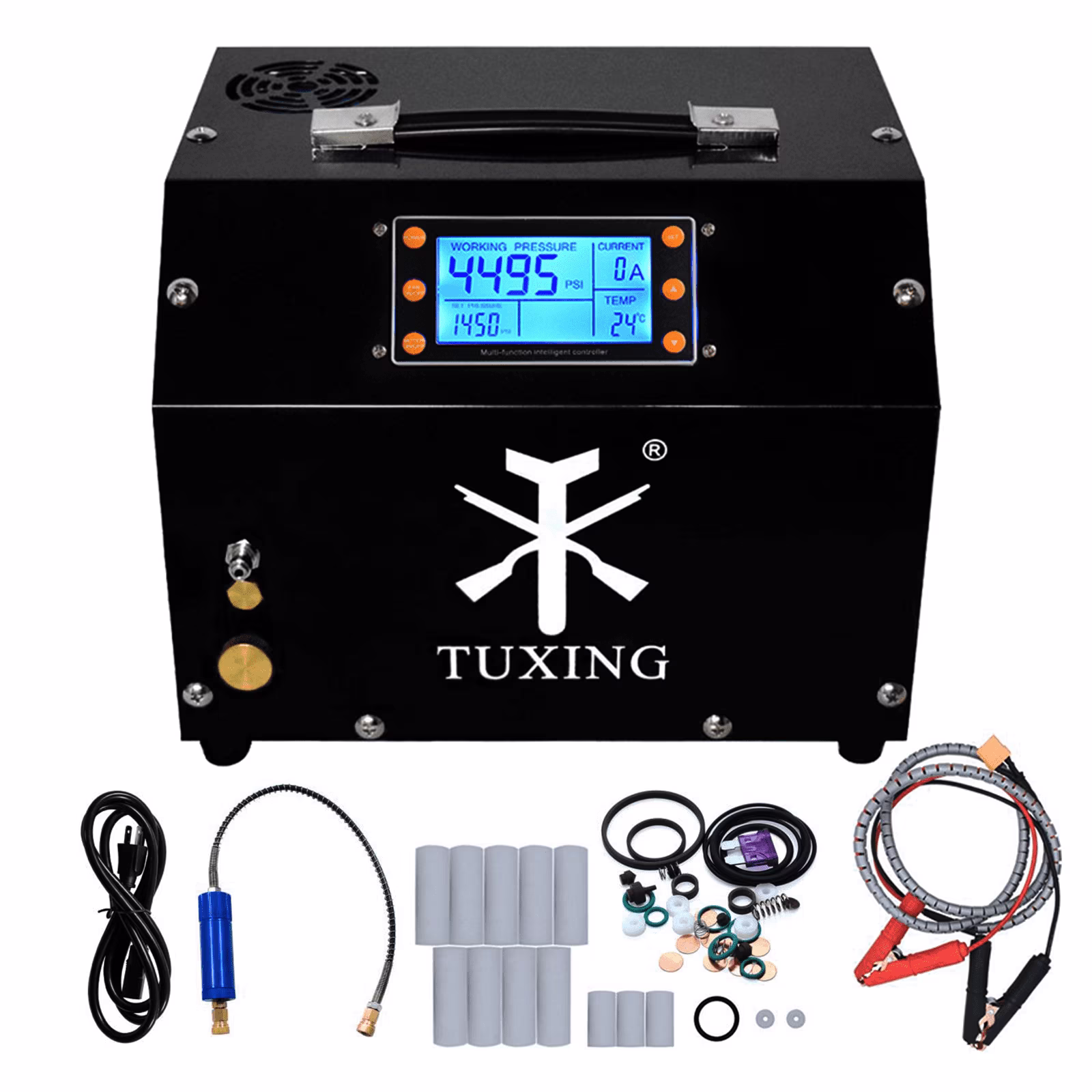TUDIVING PCP Air Compressor LCD Display 4500psi Built - in Converter Auto - Stop Portable Air Pump 110V