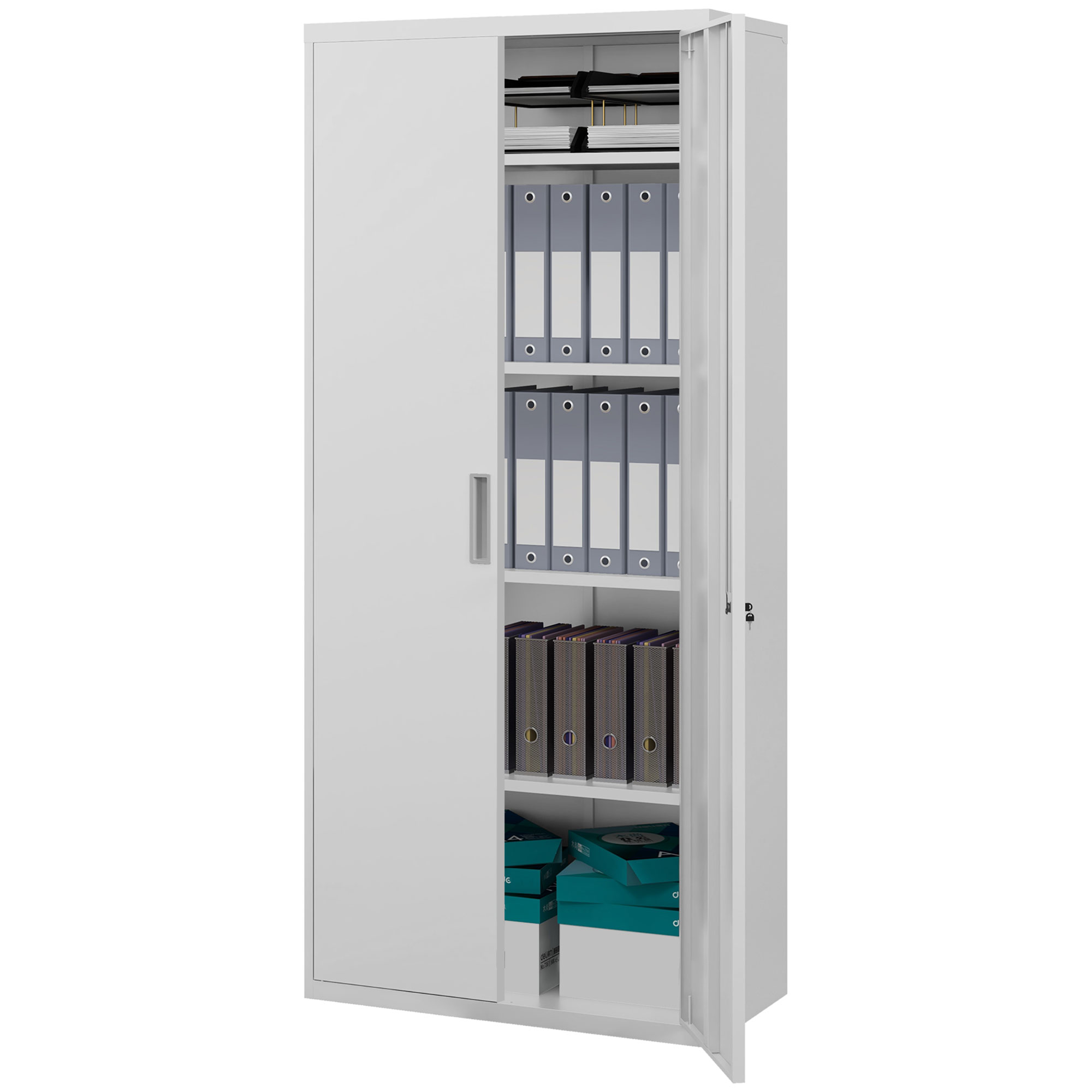 HOMCOM Archiefkast, Kantoorkast, 5 Schappen, Metaal, 80B x 40D x 180H cm, Wit