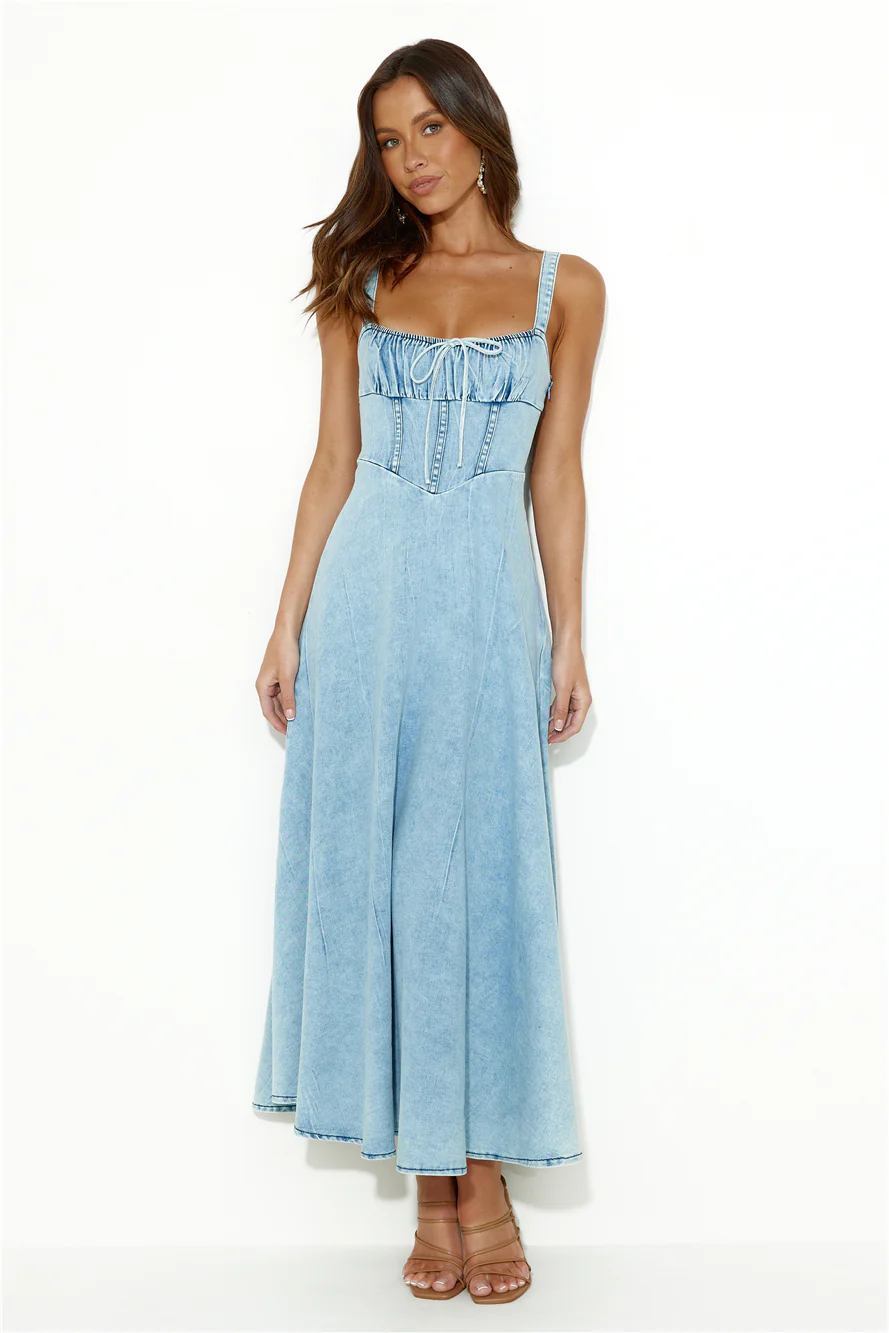 Soft Era Denim Midi Dress Light Denim