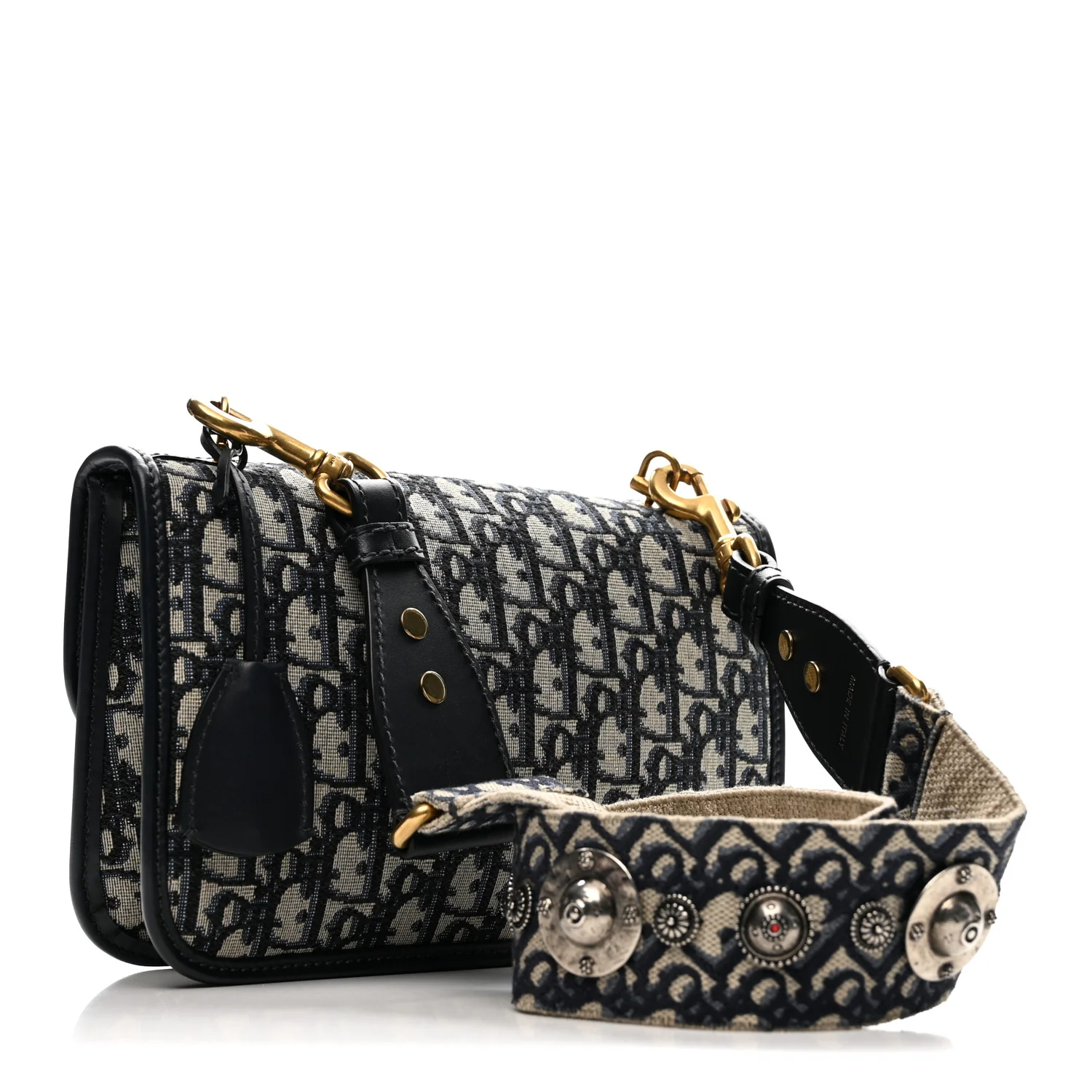 Oblique Small DiorAddict Flap Bag Navy Blue