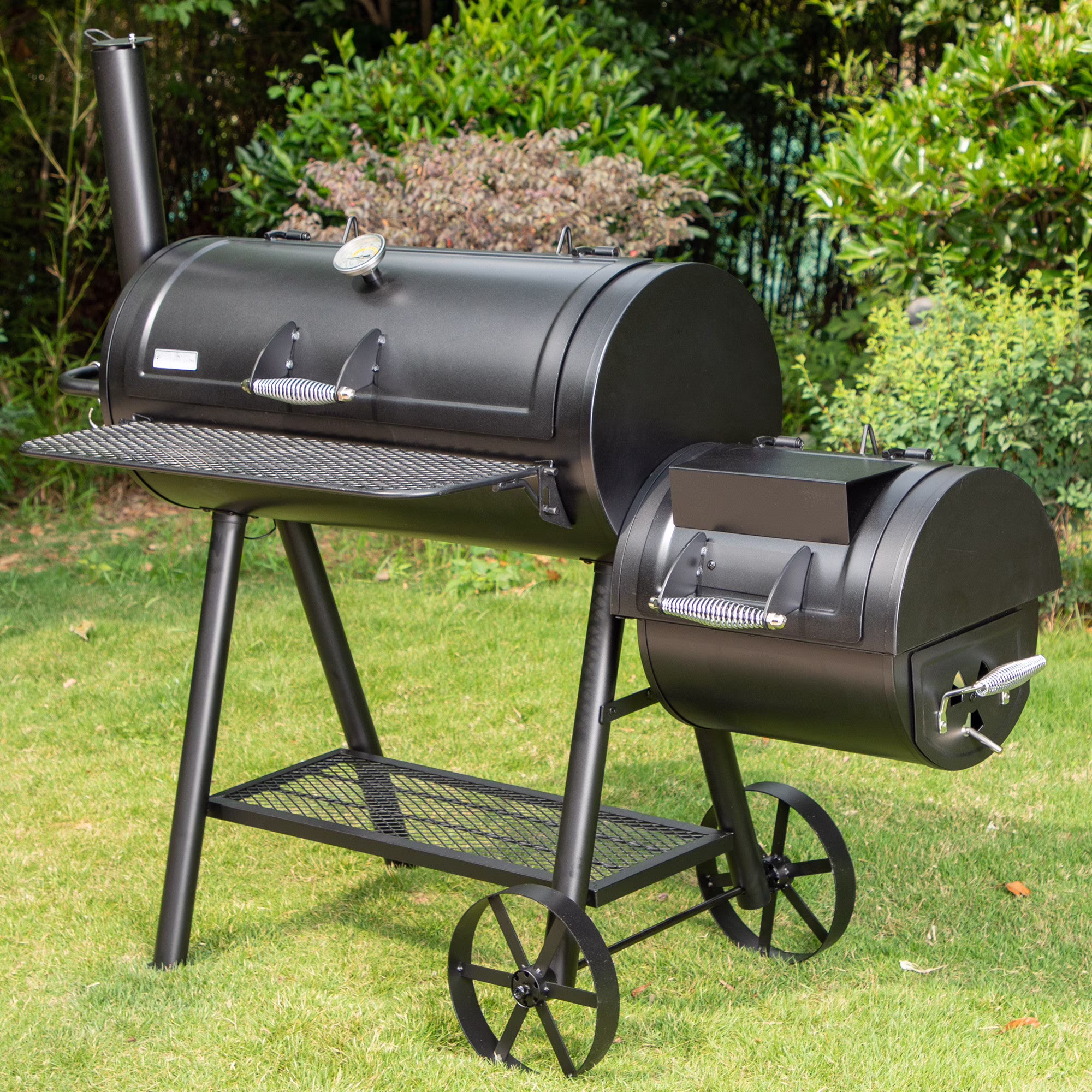 Heavy Duty BBQ Charcoal Grill with Offset Smoker Overlarge 941 sq.in. Cooking Area