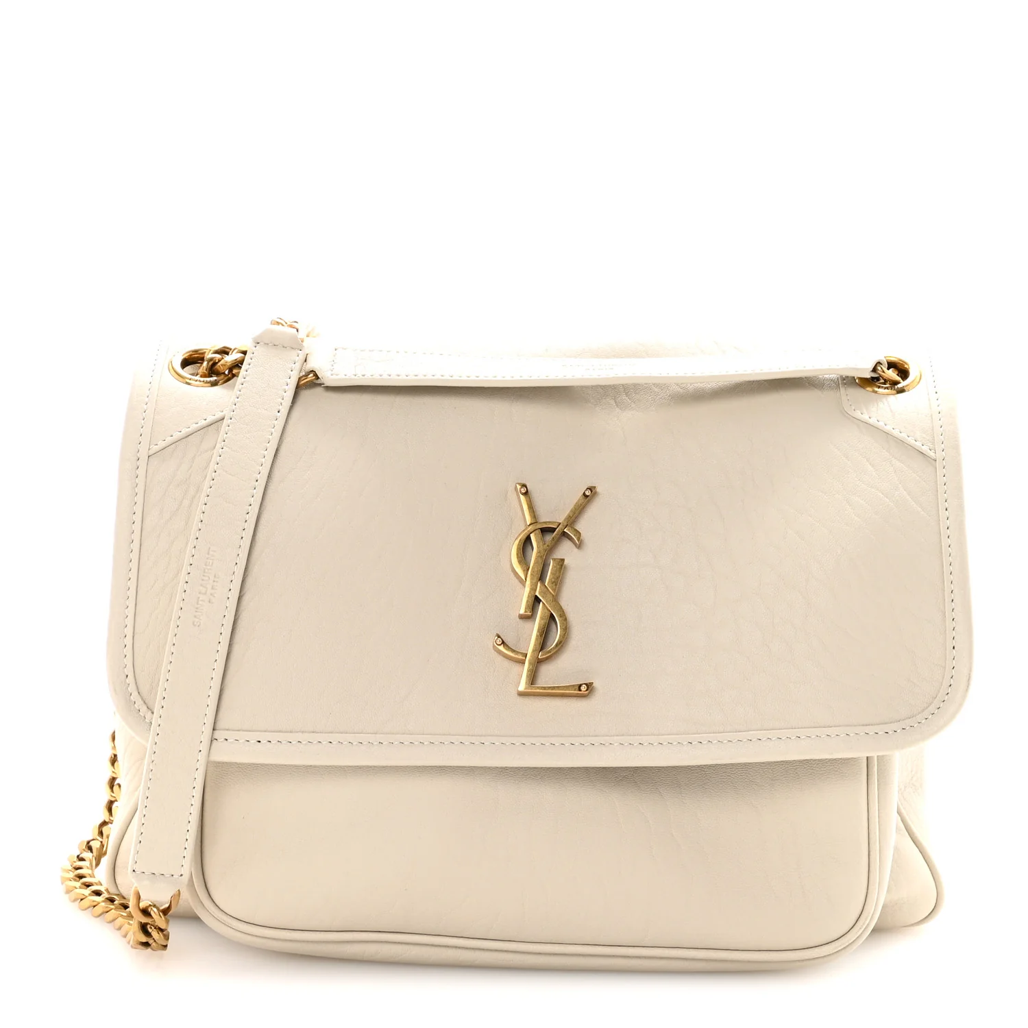 Grained Lambskin Monogram Medium Niki Chain Satchel Crema Soft