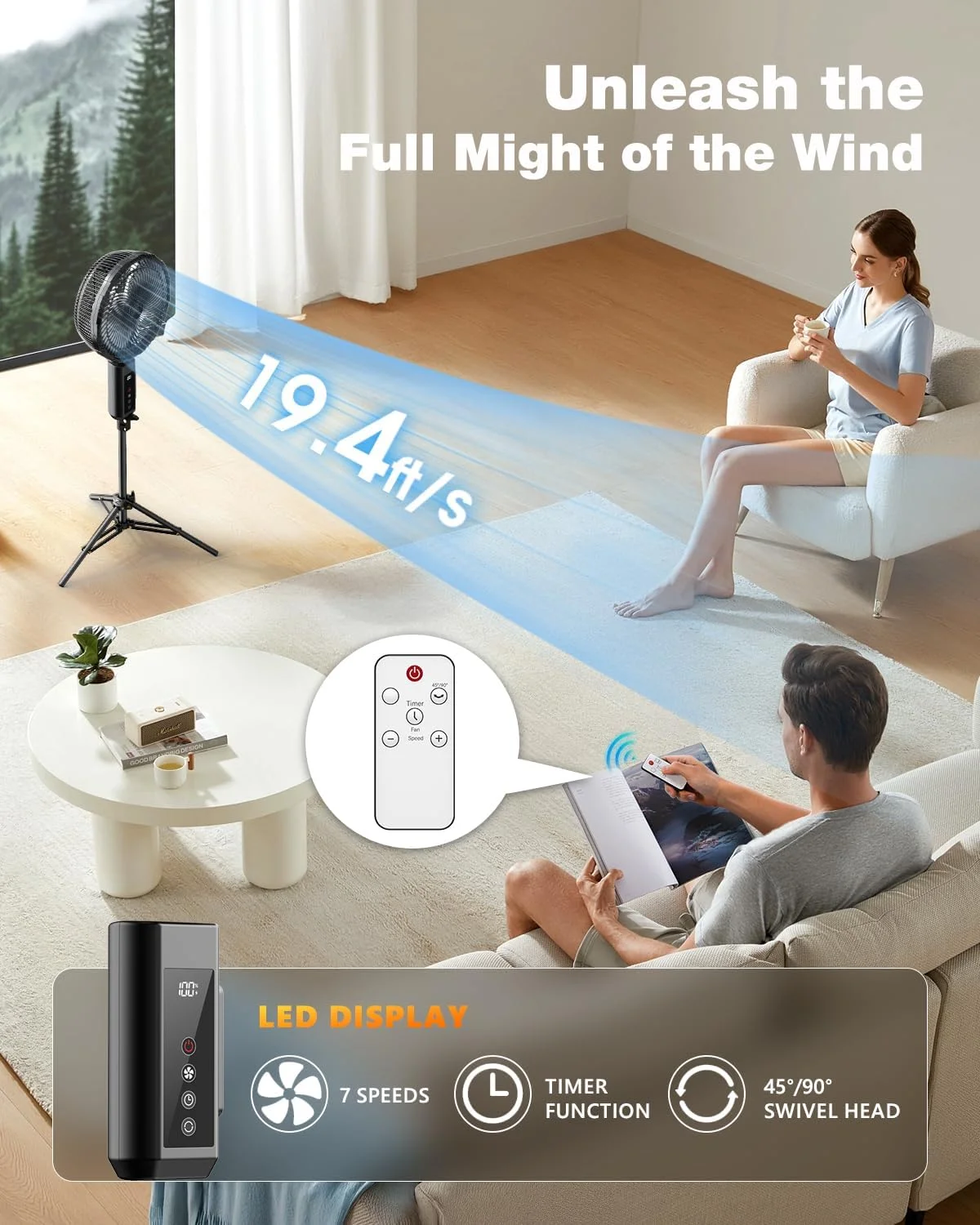 Portable fan products, 20000mAh 12 inch outdoor misting fan, suitable for outdoor patios(black) Image 4