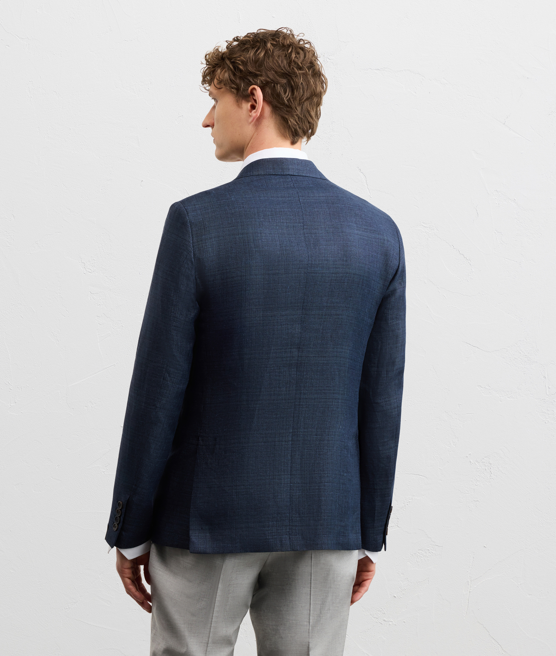 SINGLE BREASTED NAVY BLUE WOOL JACKET