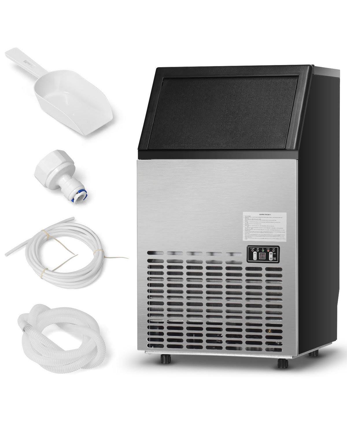 Costway Built-In Stainless Steel Commercial 110Lbs/24H Ice Maker Portable Ice Machine, Black