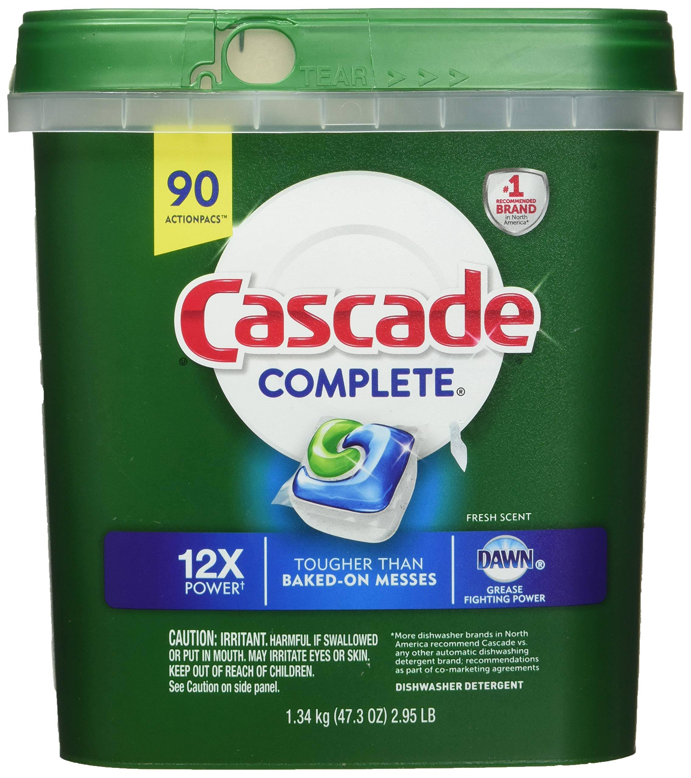 Cascade Complete Dishwasher Detergent ActionPacs, Fresh Scent - 90 ct