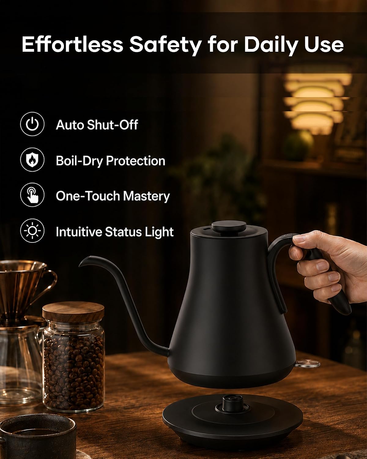 Cocinare Gooseneck Electric Kettle 0.8L, Fast Boil Pour Over Coffee, Tea