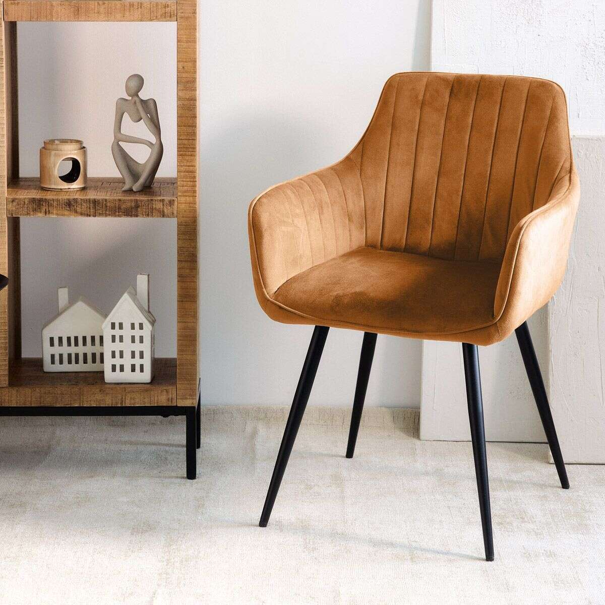 Krzesło ANDRE welurowe karmelowe 56x61x86 cm