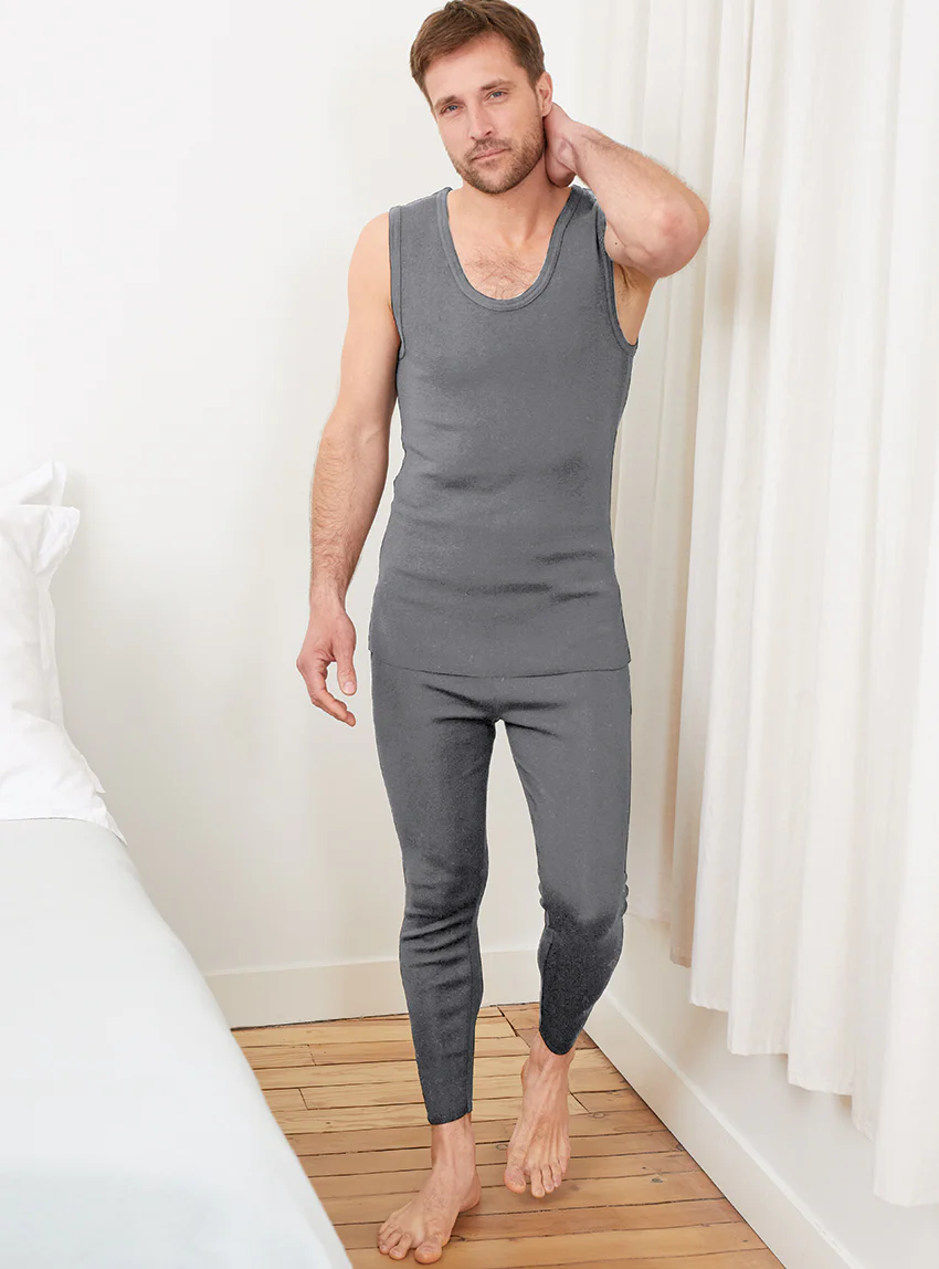 Débardeur thermique homme fin laine gris léger