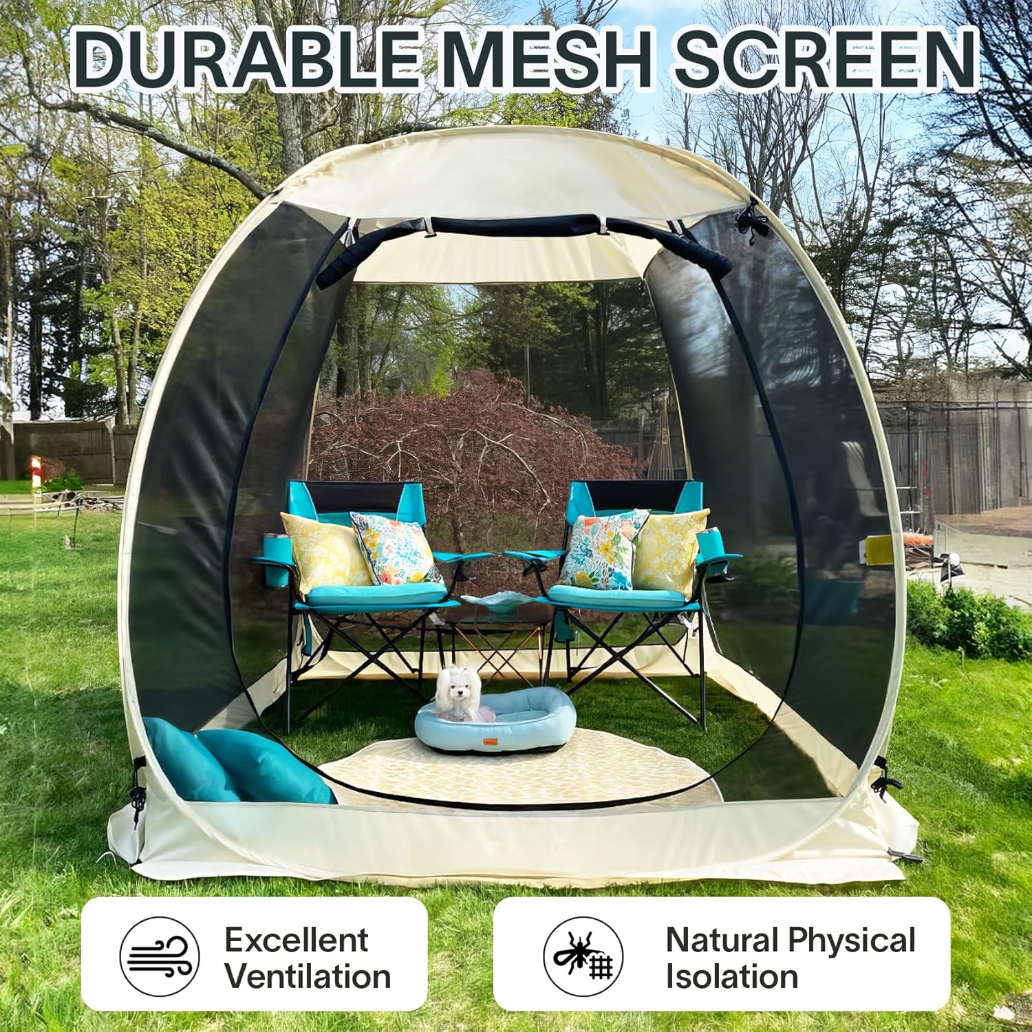 Gazebo moustiquaire pouvant accueillir 6, 10 ou 15 personnes. Tente de style igloo avec moustiquaire latérale. Idéal