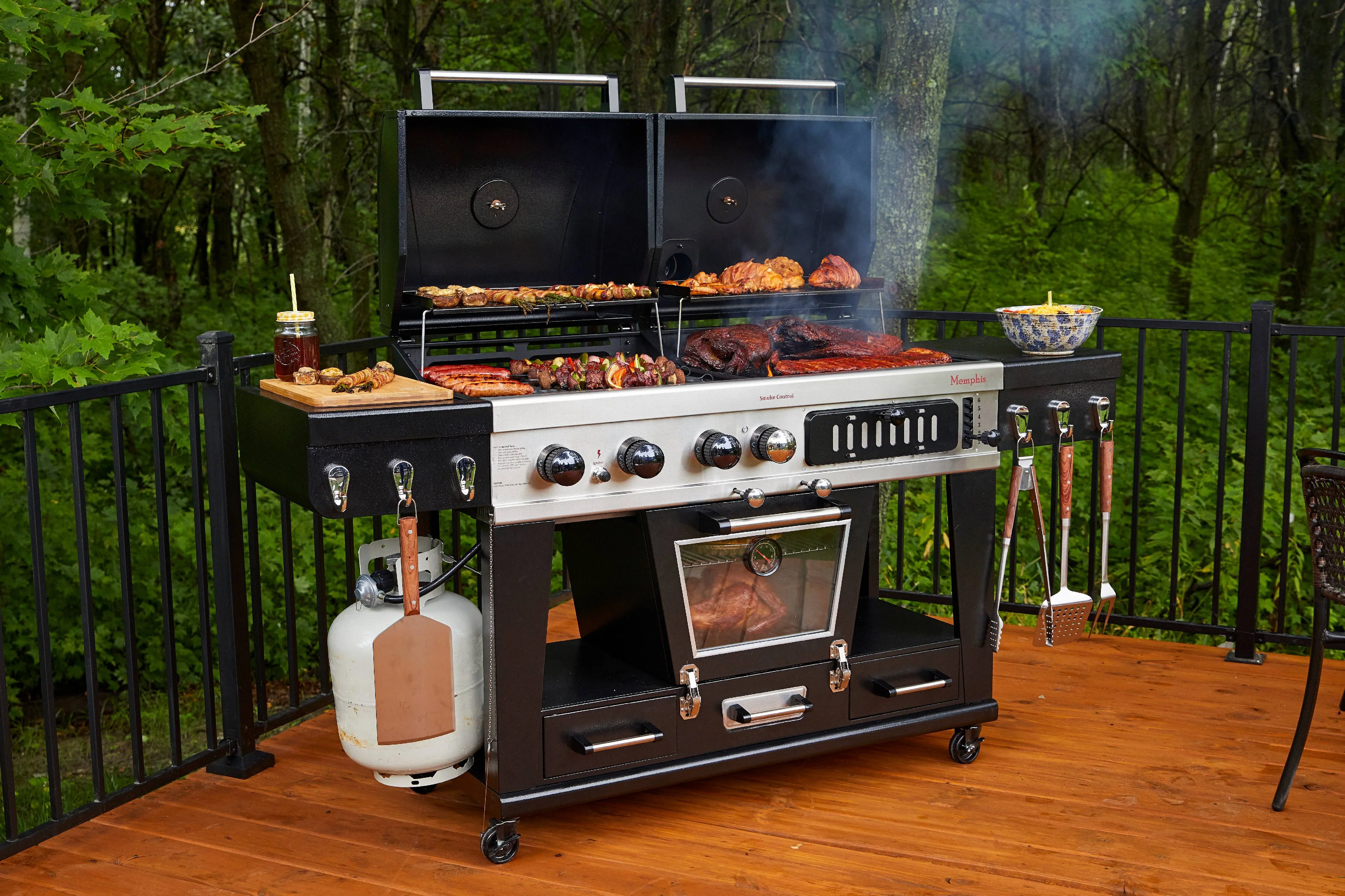 Pit Boss Memphis Ultimate Gas and Charcoal Combo Grill with Electric Smoker