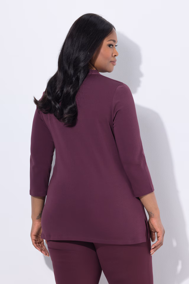 Pima Cotton Goblet Collar 3/4 Sleeve Tee