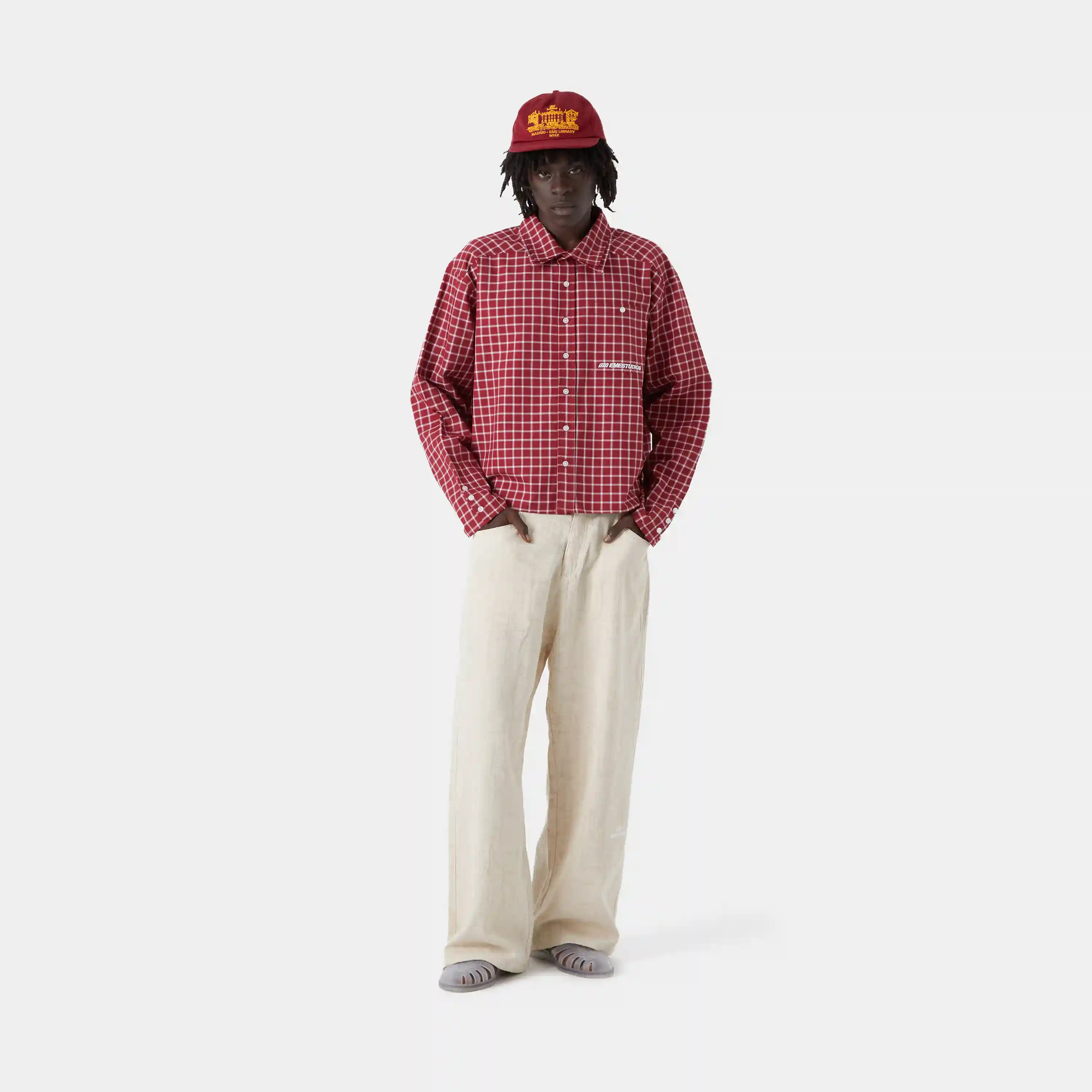 Frayed Almond Baggy Pants