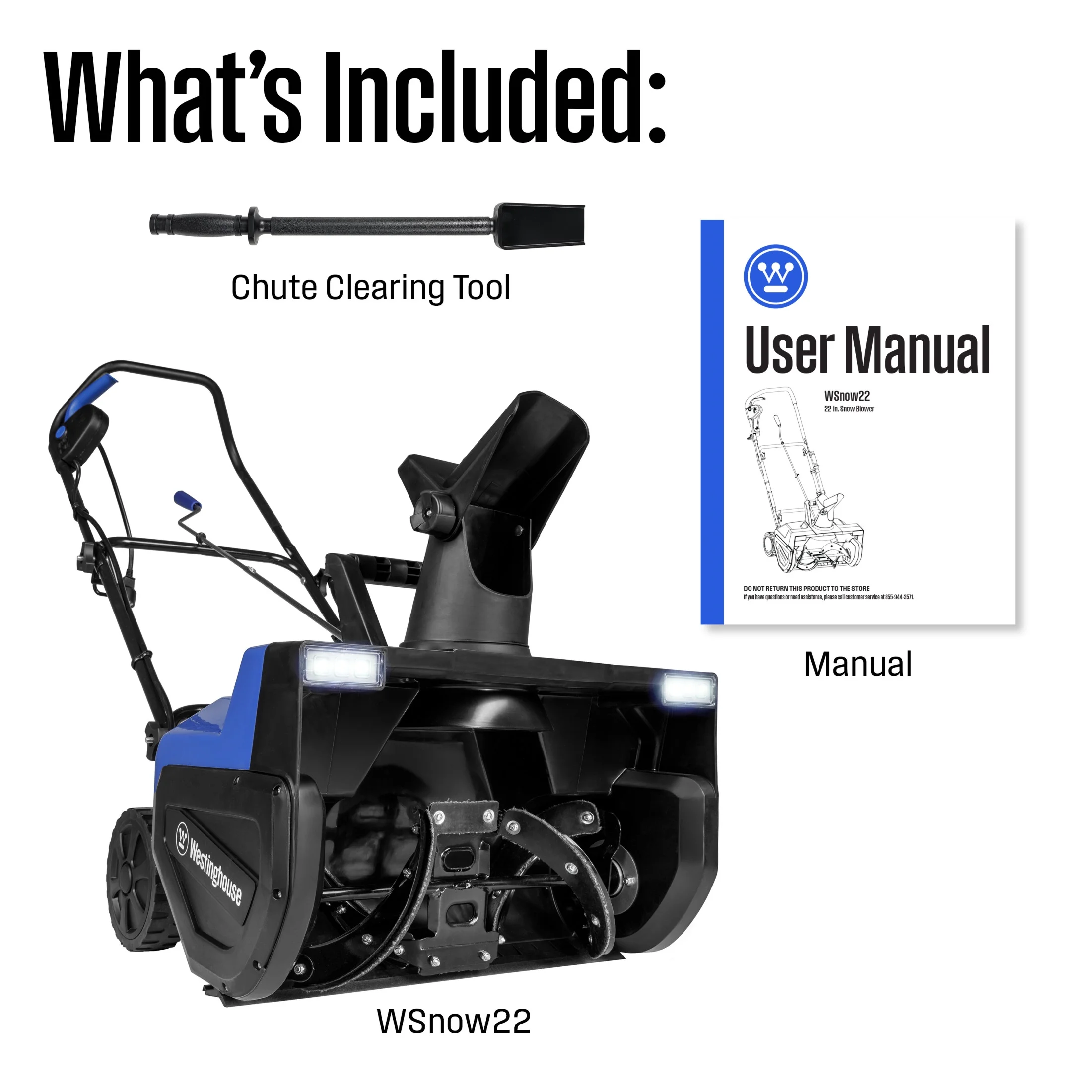 WSnow22 Corded Snow Blower 22 Inch, Steel Auger, Dual LED Lights, Electric Snow Blower with 25ft Throwing Distance, Plows 840lbs/min, Adjustable Chute - Image 4