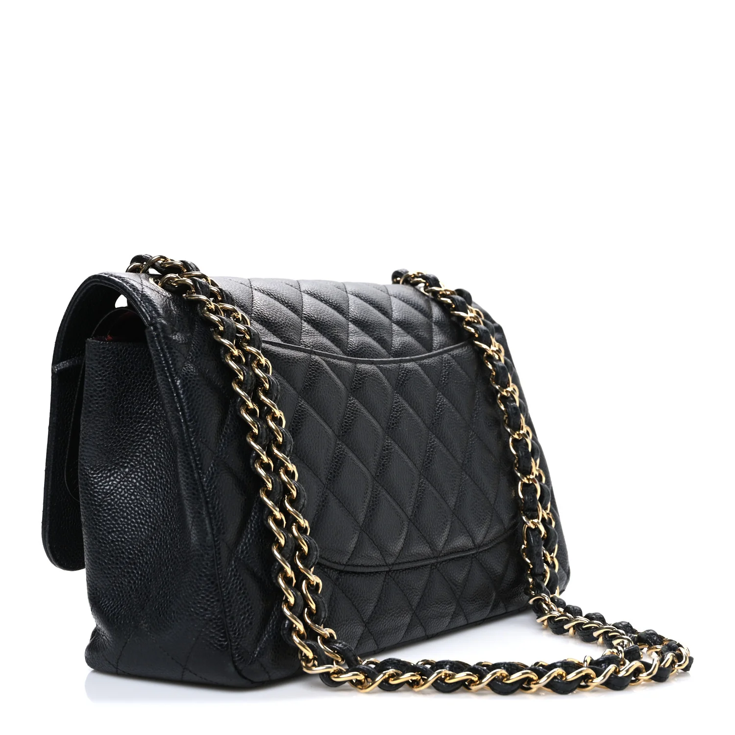 Caviar Quilted Jumbo Double Flap Black
