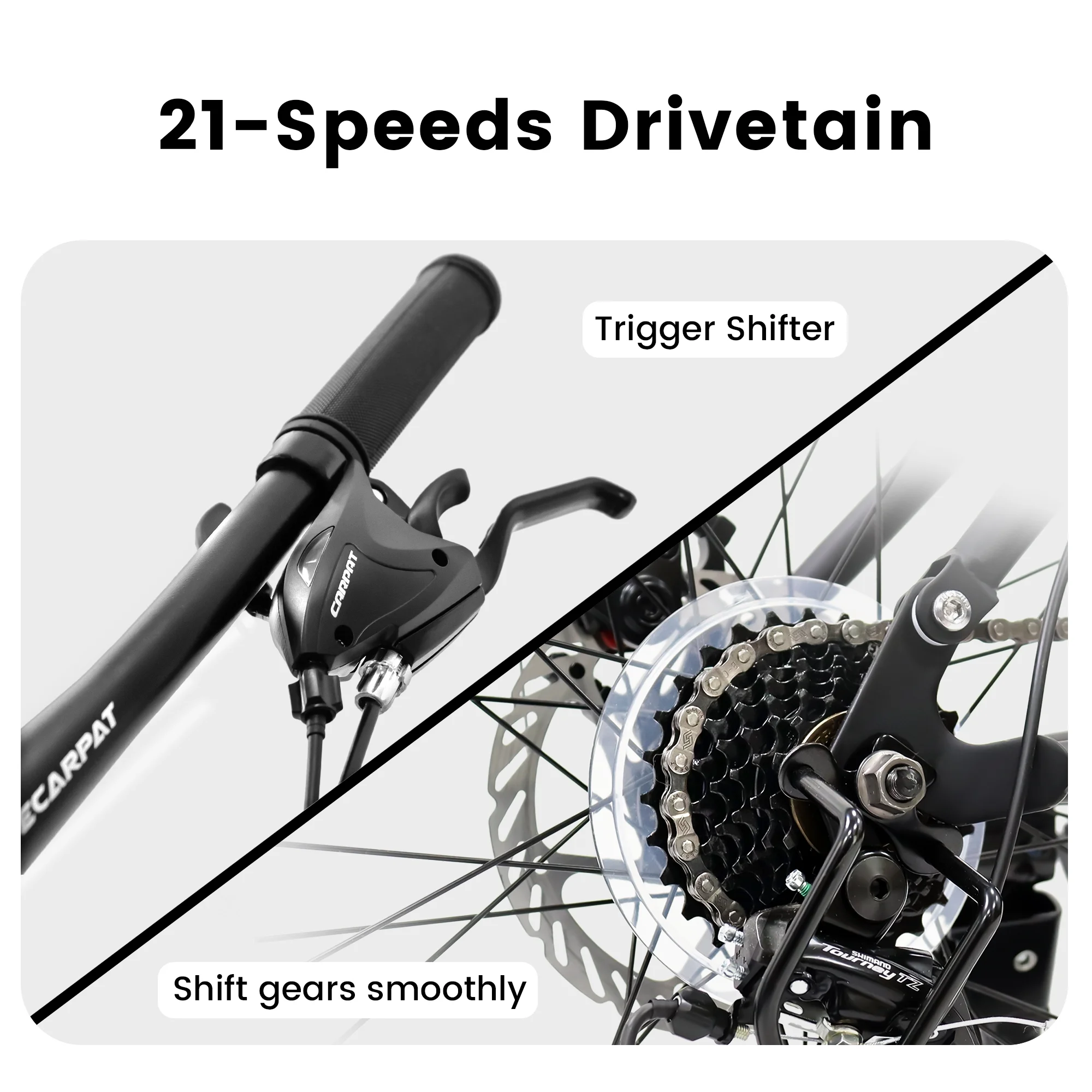 27.5 inch Full Suspension Mountain Bike, Front and Rear Dual Shock Absorbers, Mechanical Disc Brakes, 21-Speed, Suitable for Men and Women, Ideal for Travel and Fitness Enthusiasts(Grey) - Image 4