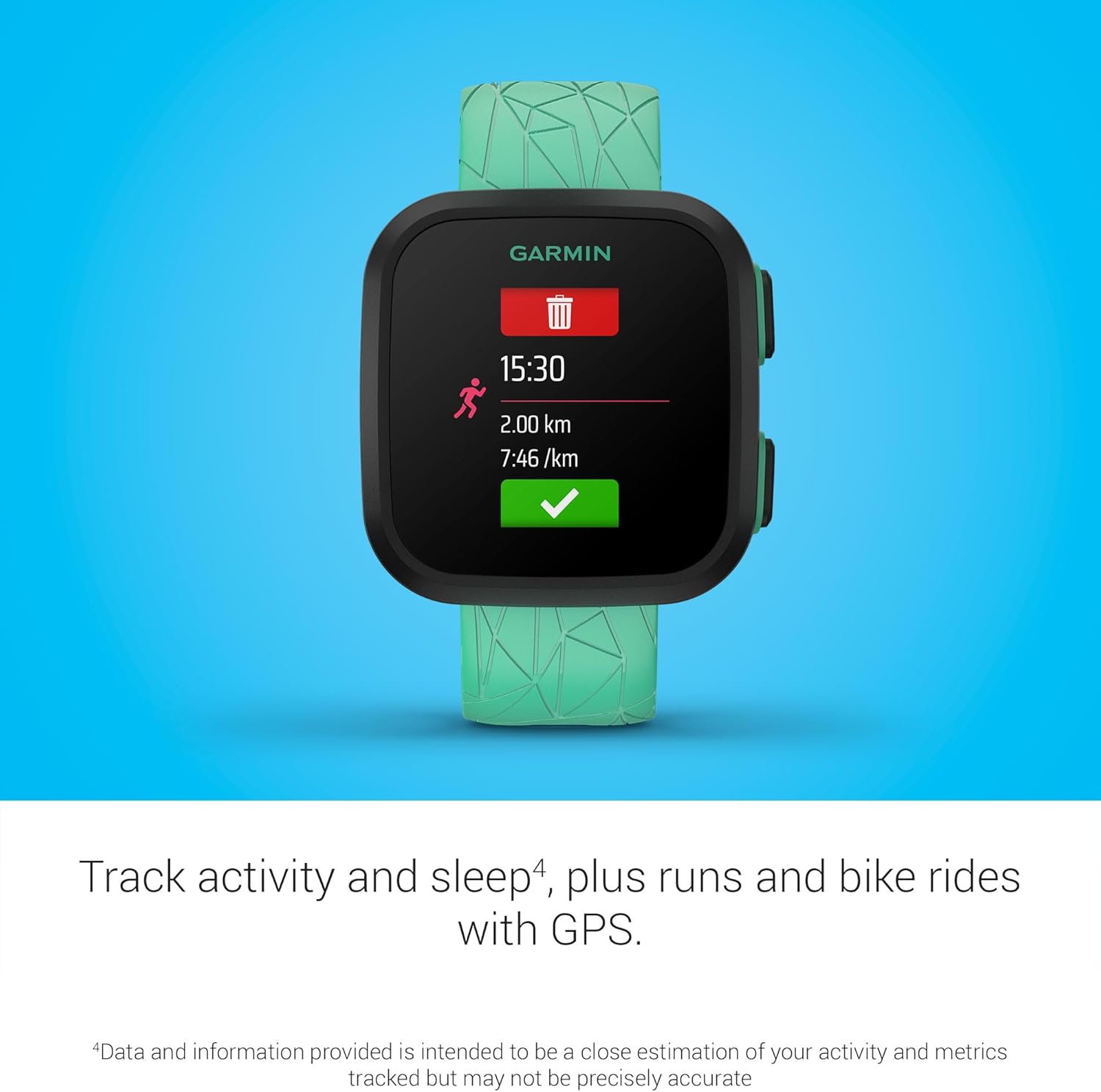 Garmin Bounce™  Kids Smartwatch  Two-Way Text and Voice Messaging  Location Tracking  Green Burst