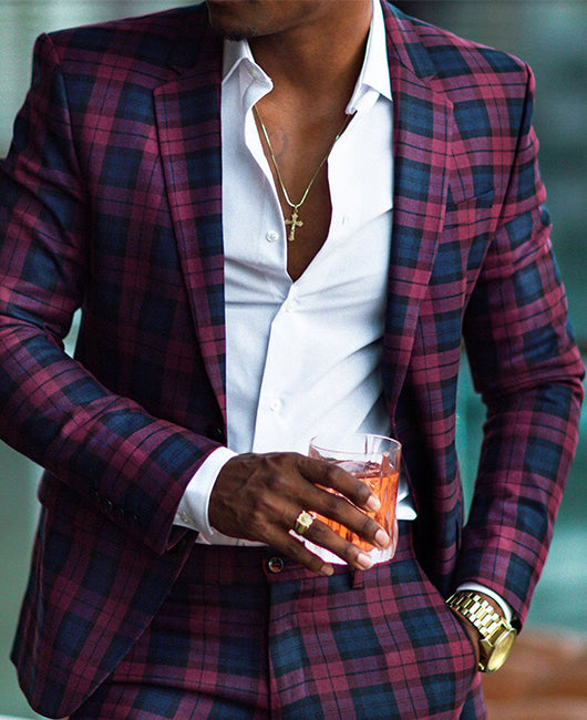 Ensemble blazer et pantalon à carreaux décontracté