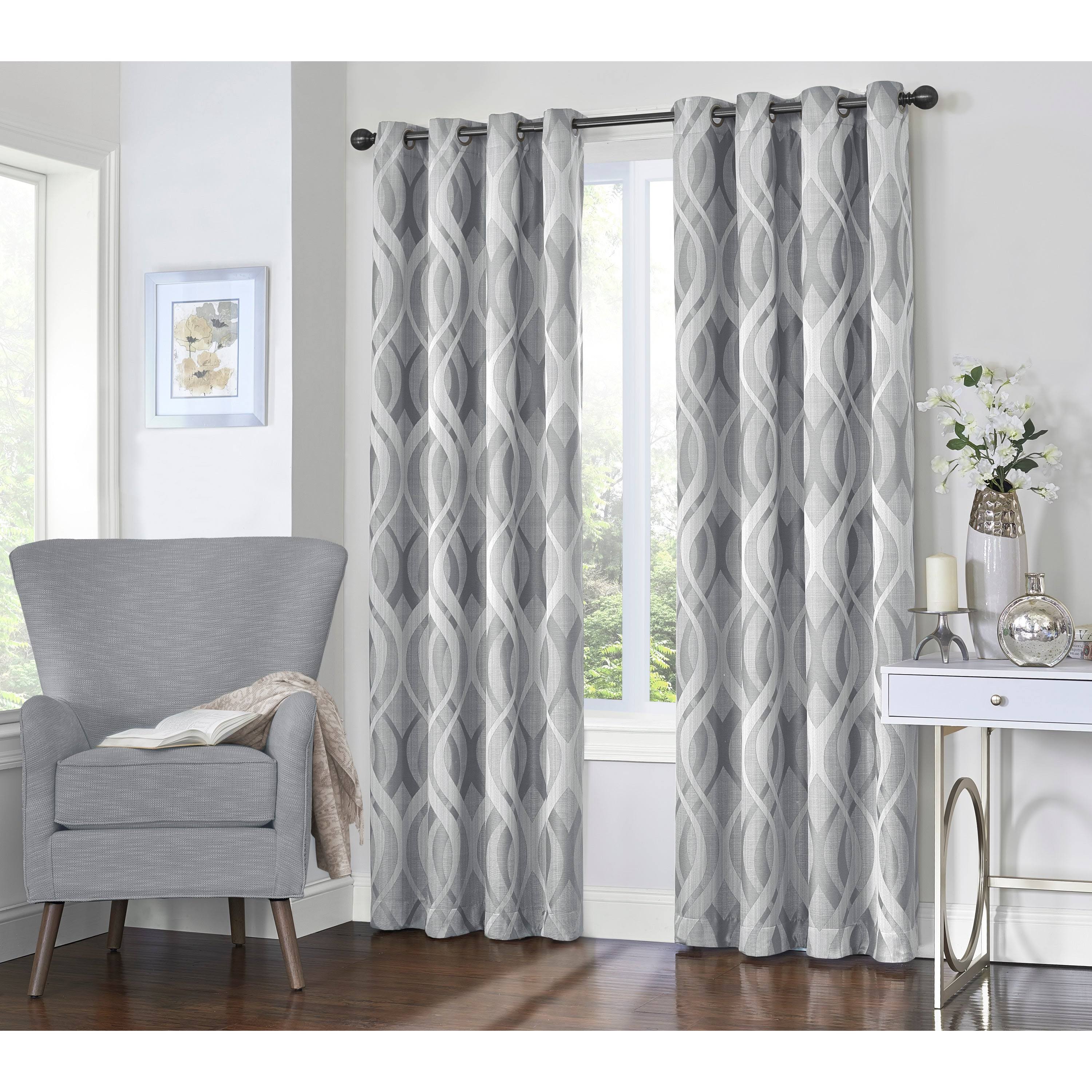 Eclipse Caprese Blackout Window Curtains, Grey, 52x63