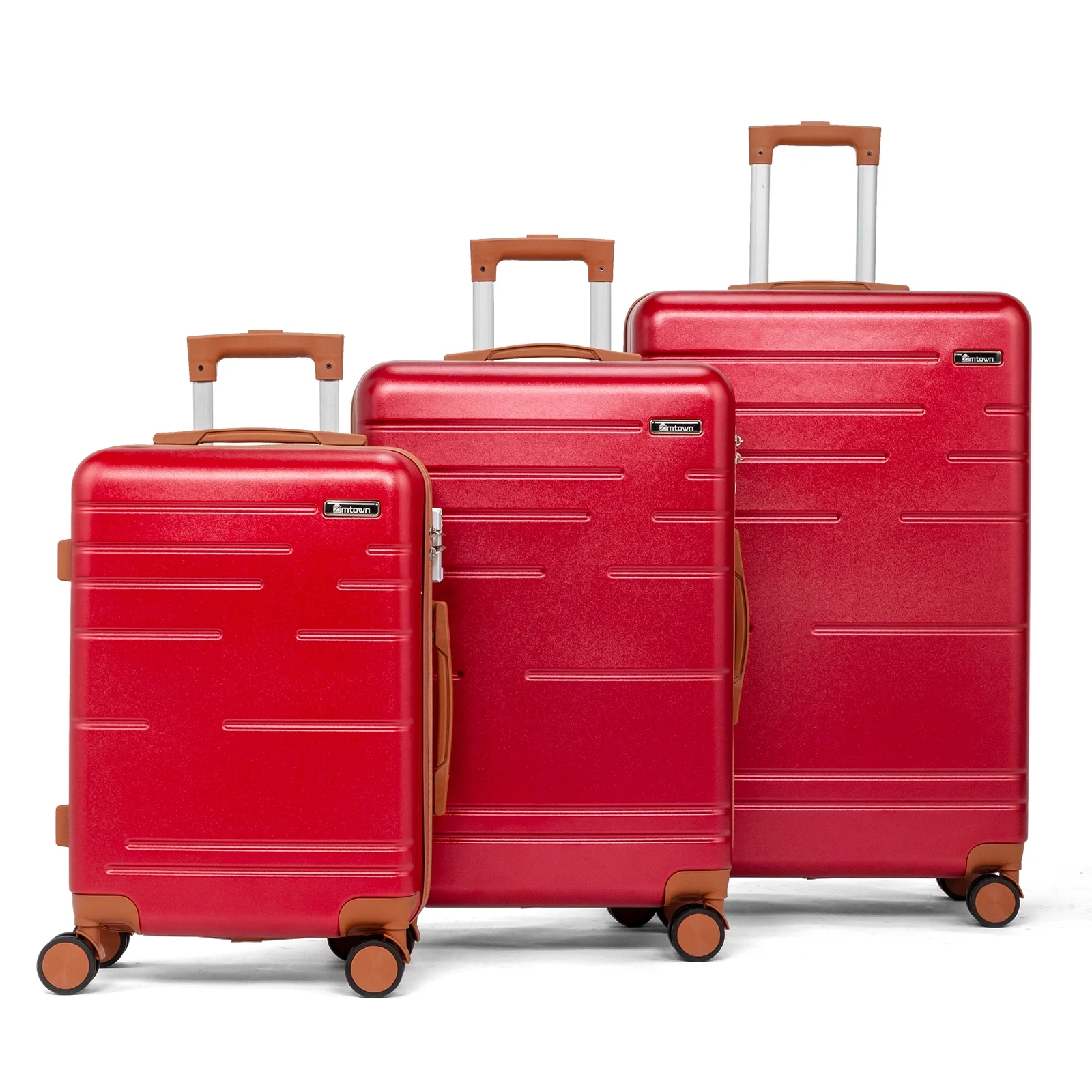 Zimtown Luggage 3 Piece Set Suitcase ABS Hardside Lightweight with TSA Lock Spinner Wheels, Beige