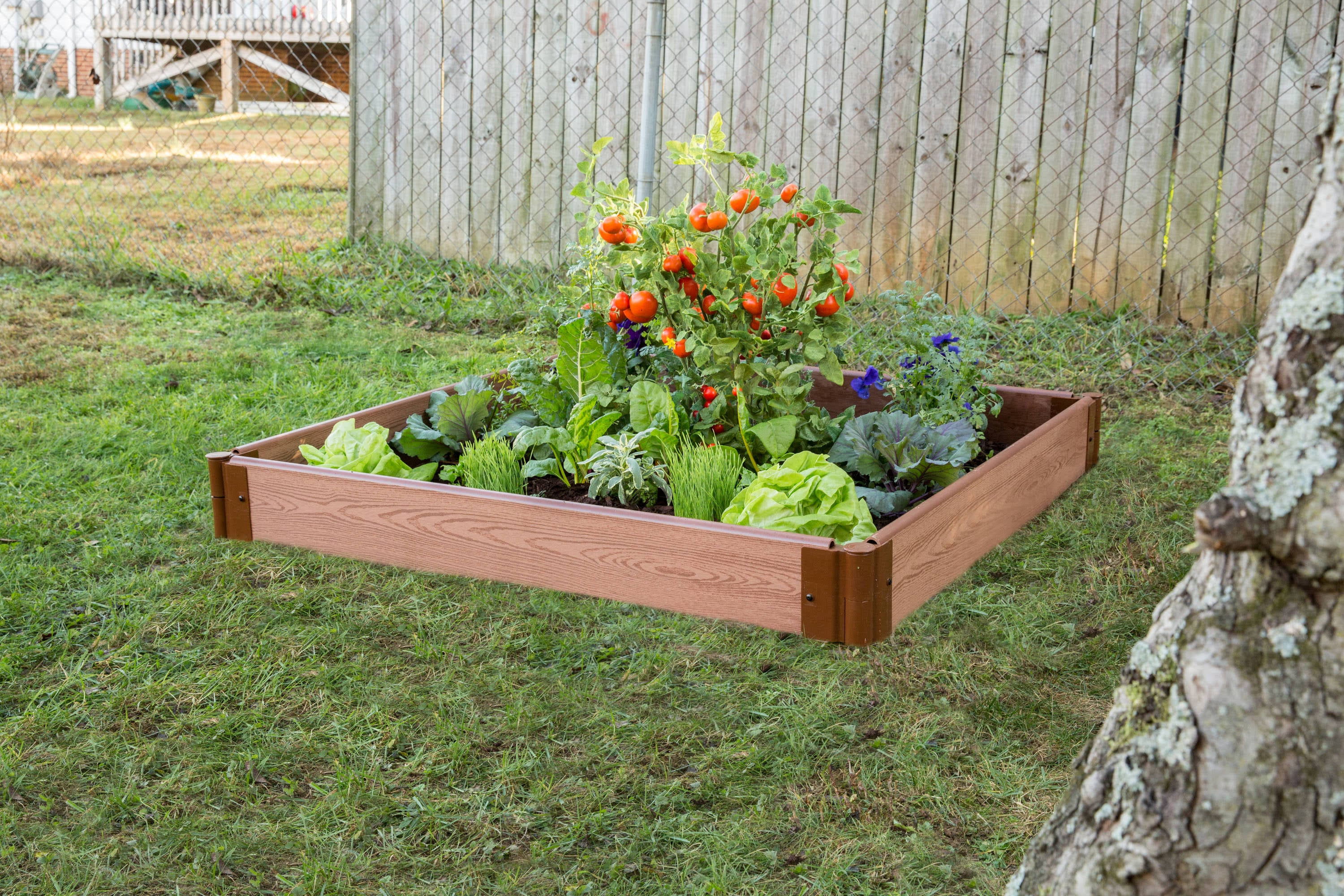 Frame It All 48-in W x 48-in L x 5.5-in H Brown Raised Garden Bed