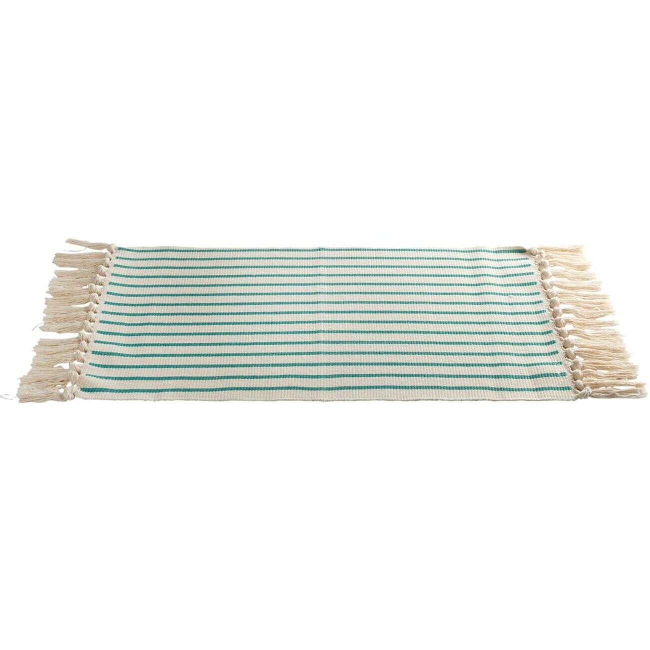 Tapis salle de bain à franges design rayures 45x70cm