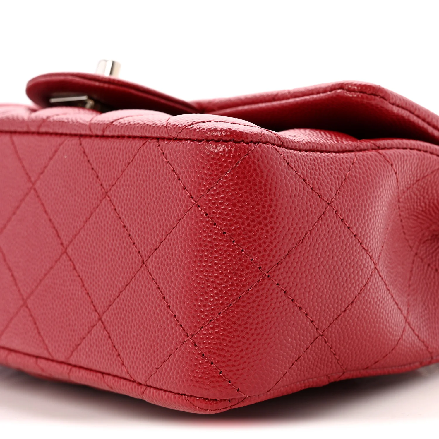 Caviar Quilted Mini Rectangular Flap Dark Red