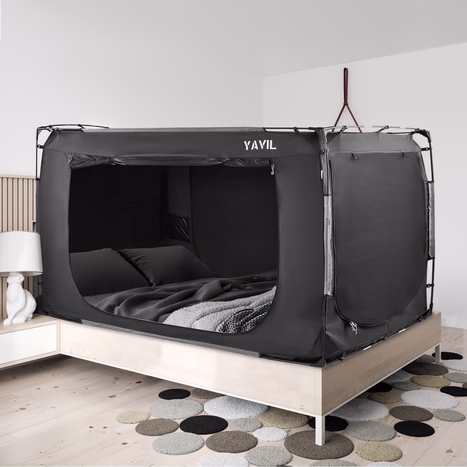Bed Tent Full Size Portable Pop up Privacy Sleeping 3 Doors Bed Tent Net 75 x 54 x 47in 10lb(Full) - Image 5