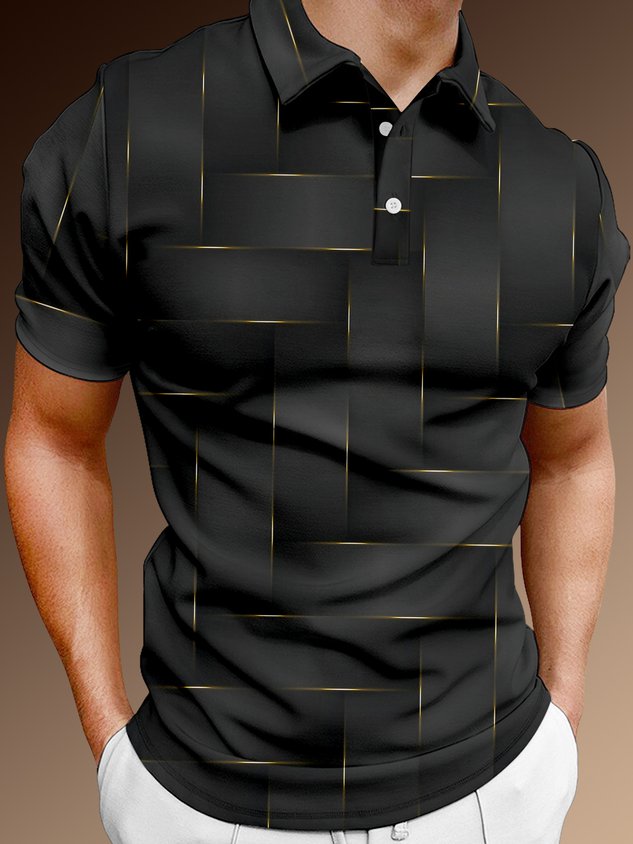 Polo à manches courtes imprimé à revers et motif géométrique dégradé, collection Casual Art.