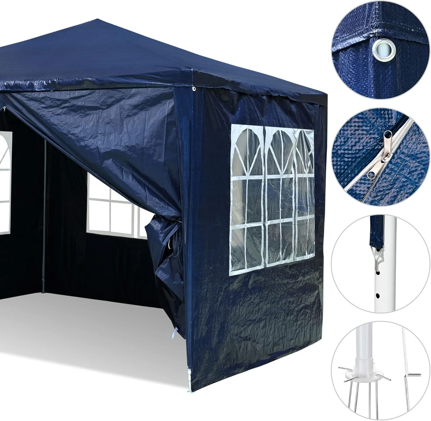 10' x 10' Outdoor Wedding Party Tent 4 Sidewalls, Blue(Blue)