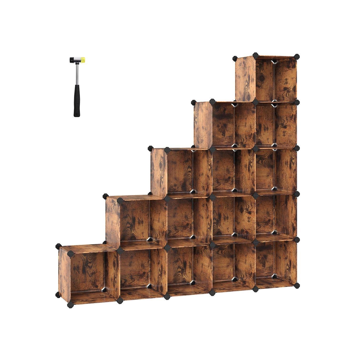 SONGMICS Cube Storage Organizer Set of 16 Plastic Cubes Book Shelf