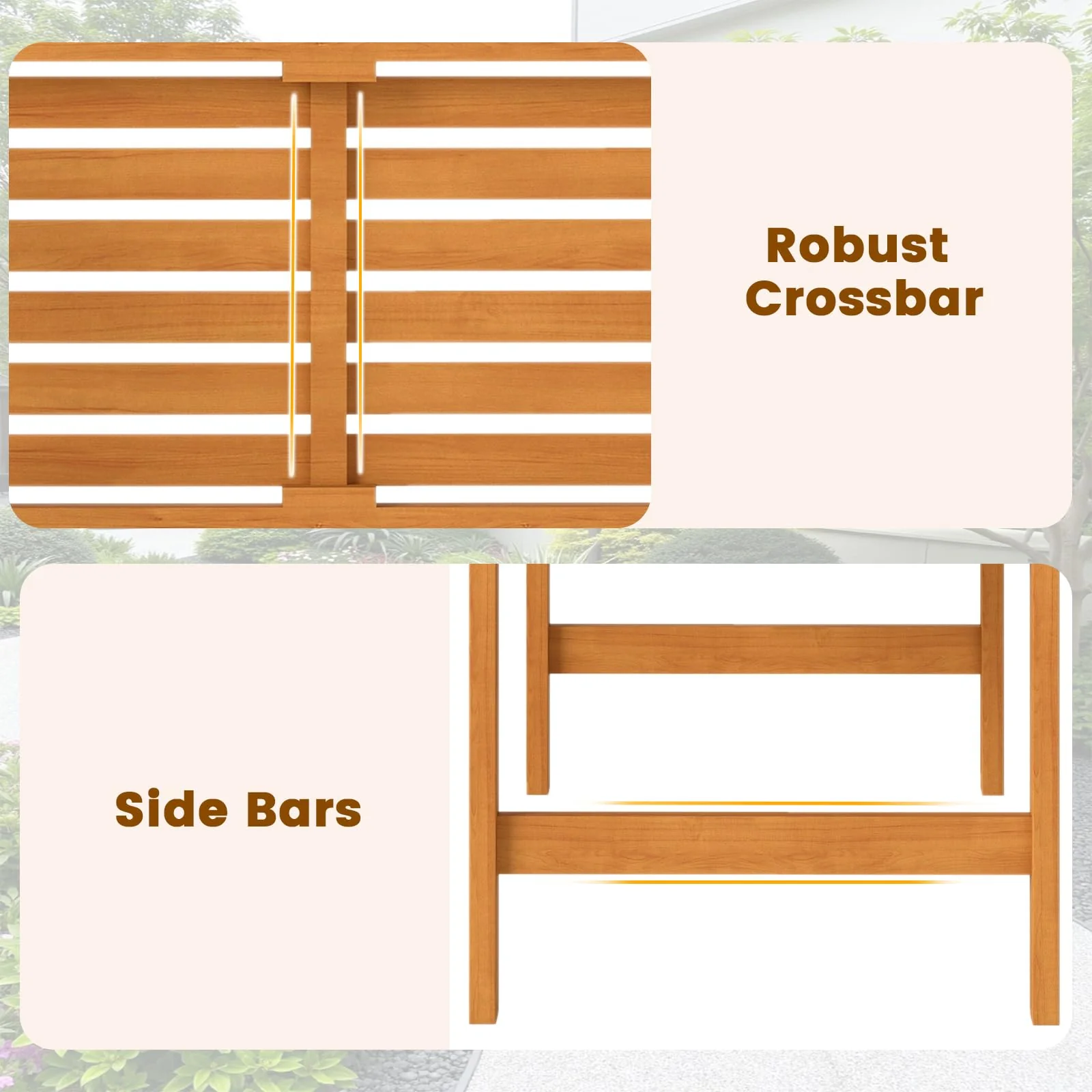 Tangkula 2 Person Patio Wood Bench with Curved Armrests