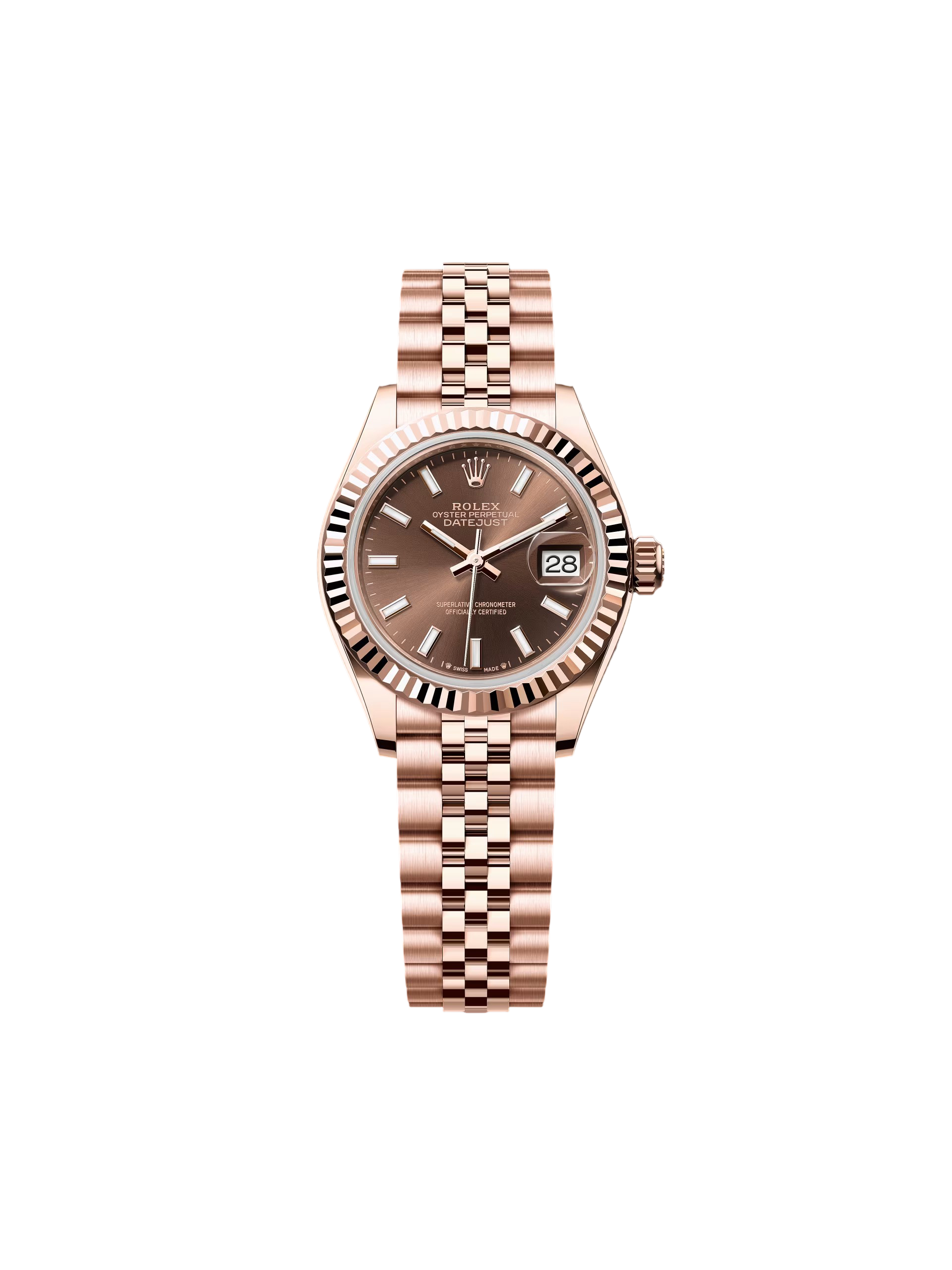 【Super Clone】RLX Lady-Datejust 28mm 279175 Chocolate Dial President Everose Gold