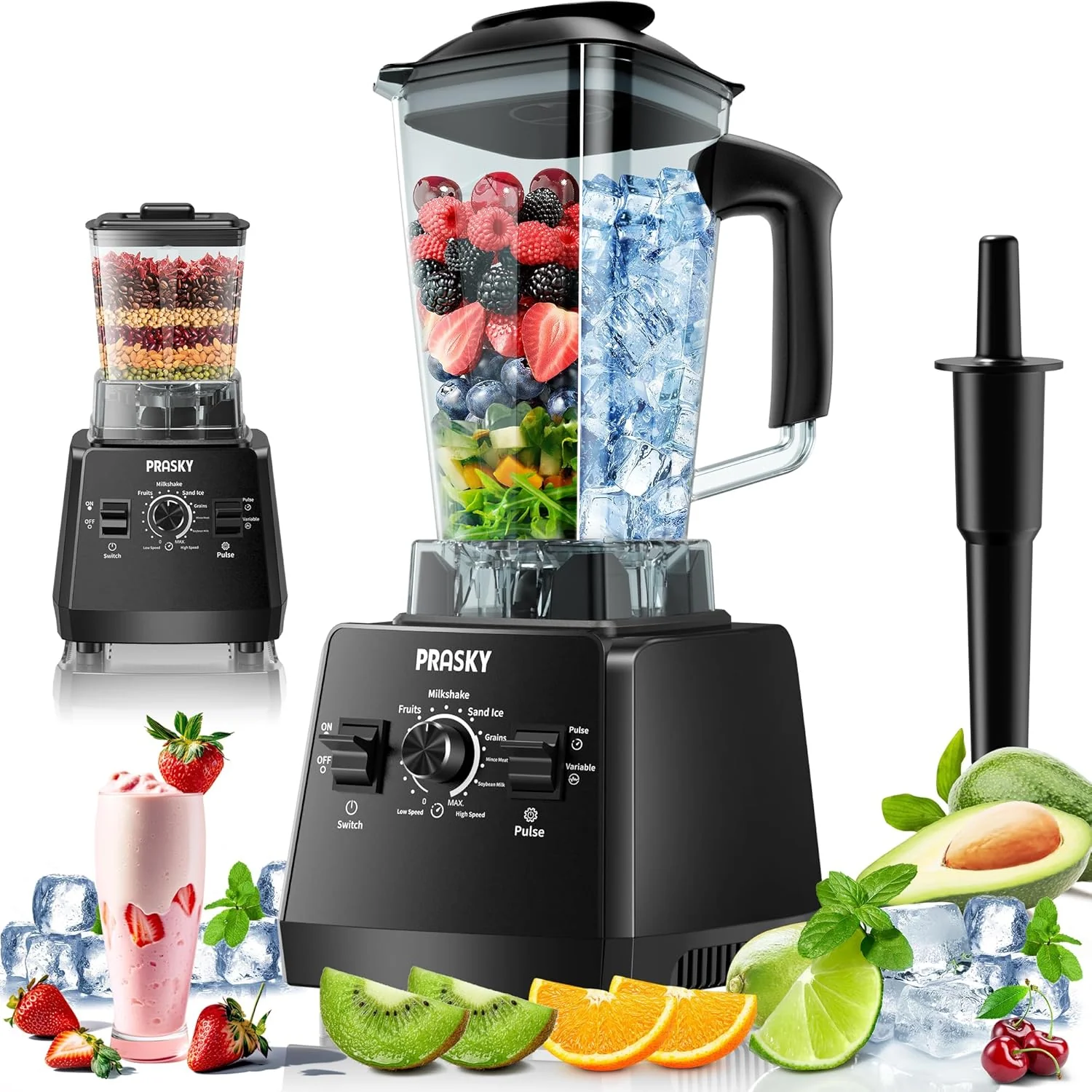 Blender de comptoir haute vitesse 2400 W, grande capacité de 3 L (101 oz), sans BPA, 25 000 tr/min, idéal pour les smoothies, la glace pilée, les soupes, les purées d'oléagineux et les aliments pour bébés (gris, 3 L)
