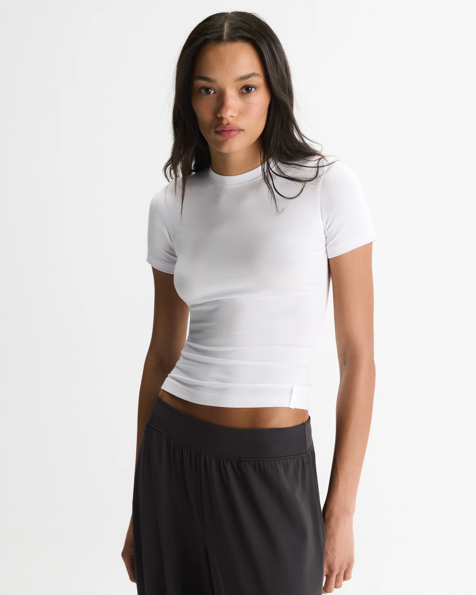 Soft Modal Short Sleeve Top - White
