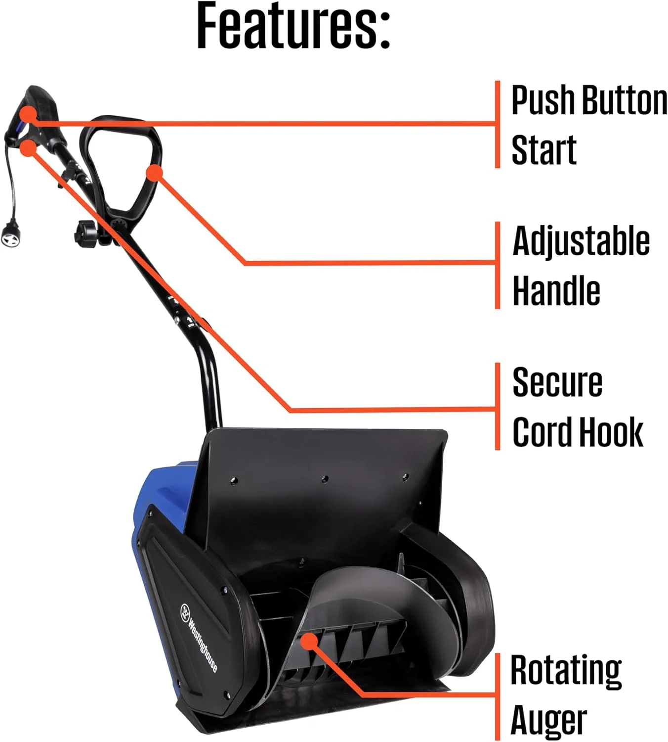 MY.Corded Snow Shovel, 13-inches Wide, Electric Snow Shovel with 20ft Throwing Distance, Plows 430lbs/min(13 Inch) - Image 5