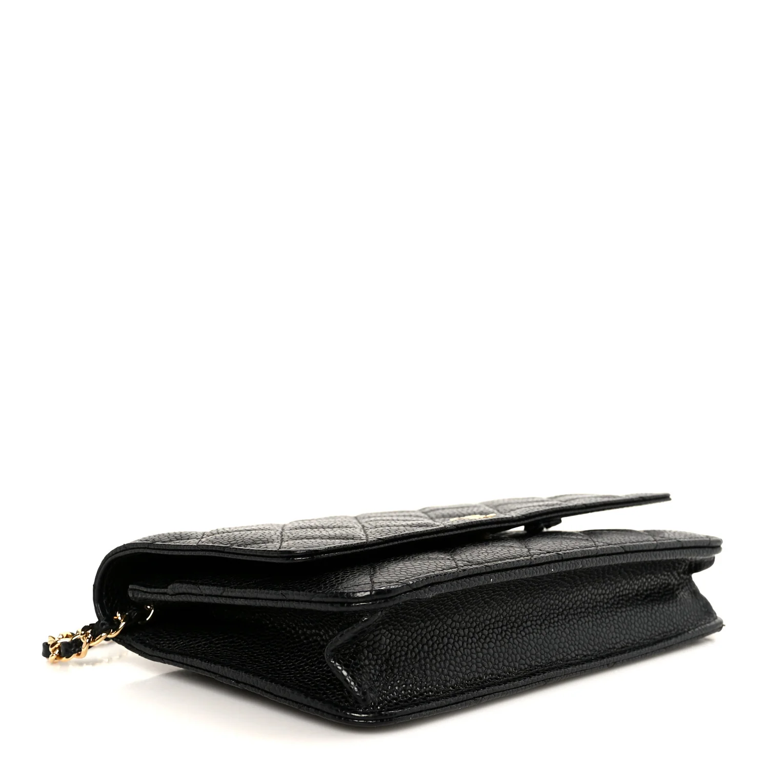 Caviar Quilted Wallet on Chain WOC Black