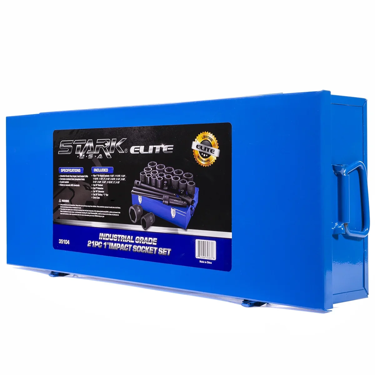 Stark USA 1 Drive 21PC Deep Impact Jumbo Socket Set, 6 Point MM, 27mm - 80mm, CrMo Steel