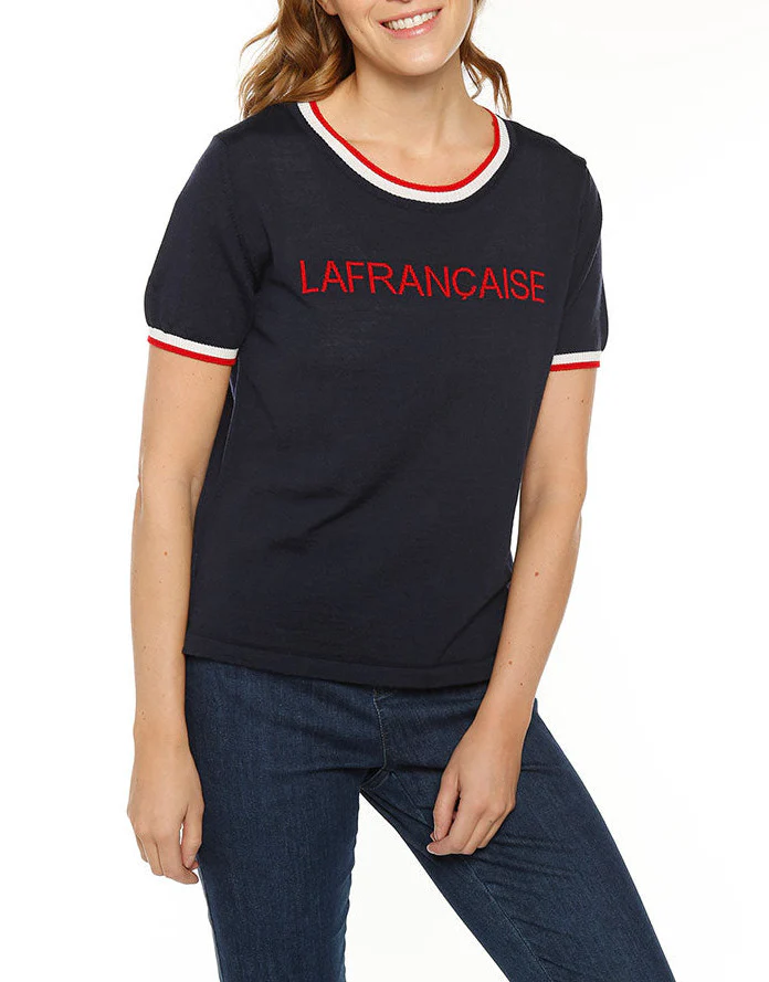 T-shirt femme en laine mérinos bleu marine