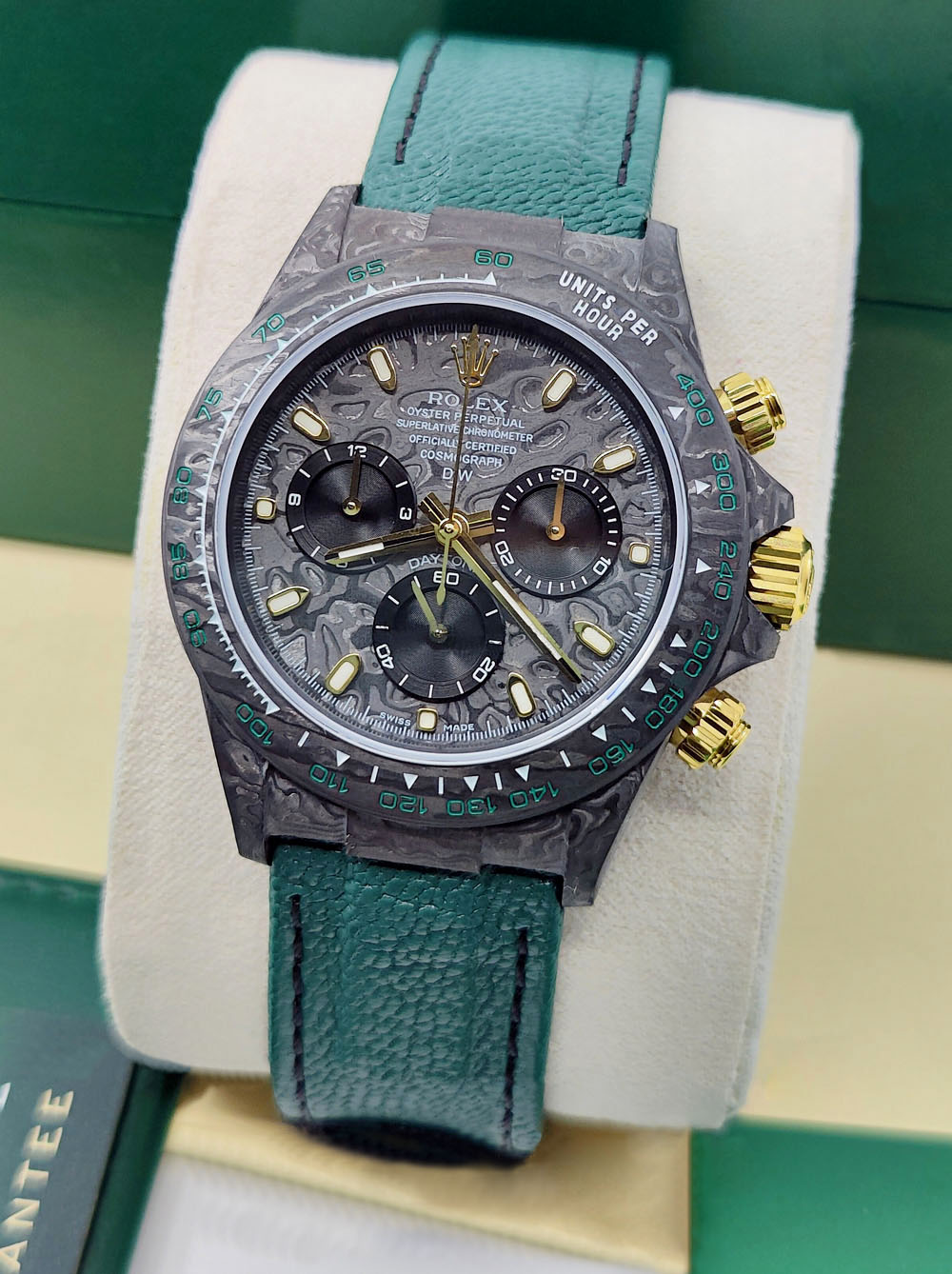 [Super Clone]Rolex Daytona DIW Carbon Emerald Green Super Clone Swiss Replica Watch | Custom Made Limited Edition | 4130 Swiss Movement