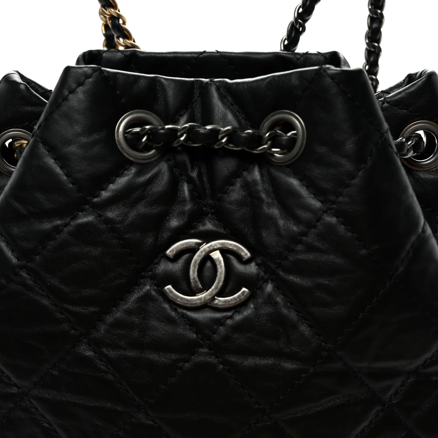 Aged Calfskin Quilted Small Gabrielle Backpack Black