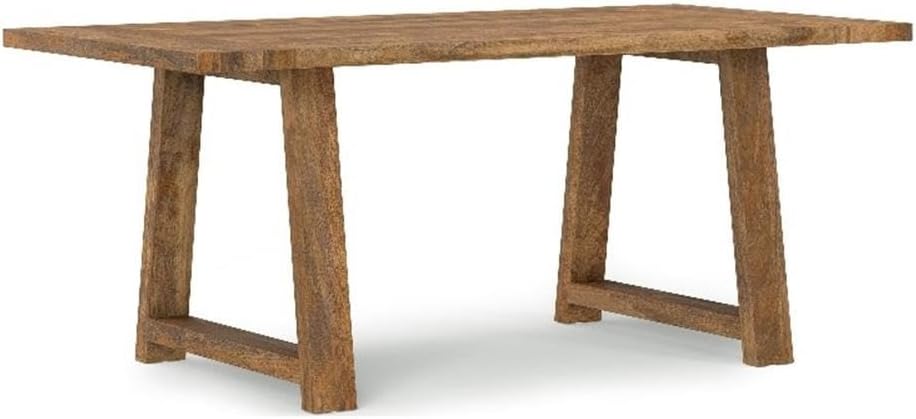 SIMPLIHOME Whitley Dining Table - 72 inch Wide Solid Mango Wood Rectangular Table in Burnt Wax, Modern Farmhouse Style for Dining Room or Kitchen with Extra-Thick Trestle Base, Seats 6