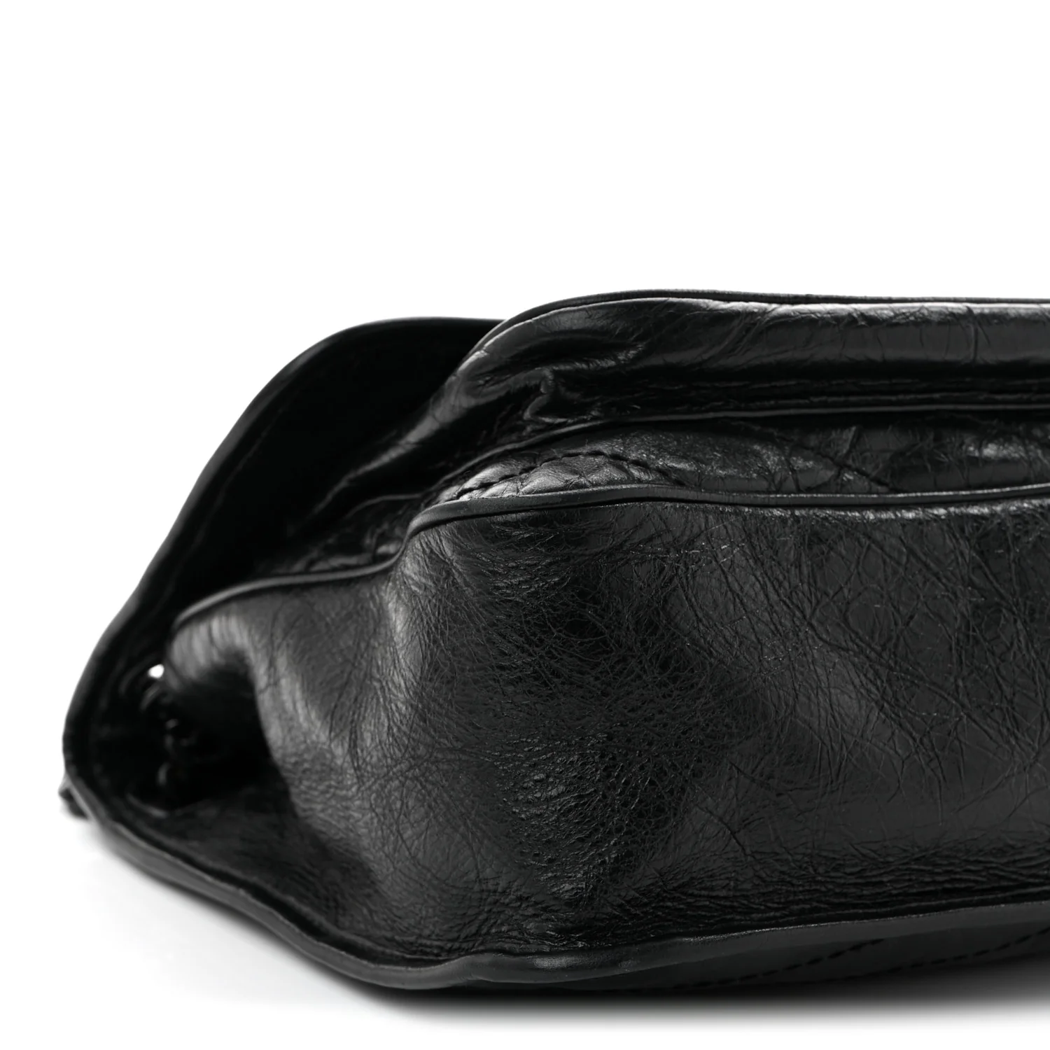 Crinkled Calfskin Matelasse Monogram Medium Niki Chain Satchel Black