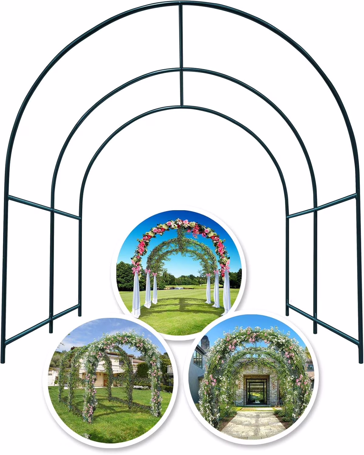 YardGrow Large Garden Support Arch Frame Climbing Plant Arch Arbor for Various Climbing Plant Roses Vines Birthday Wedding Party Decoration Pergola Frame (6.5 x 7 x 7.2ft)