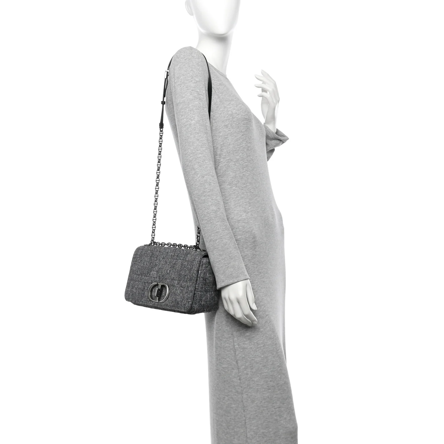Tweed Macrocannage Medium Caro Bag Black