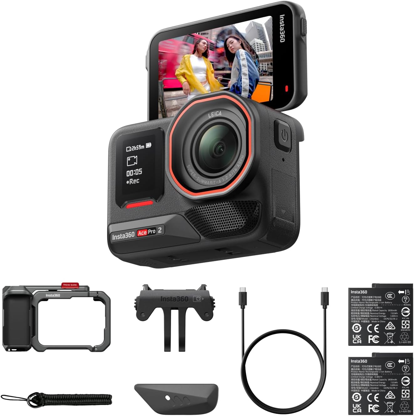 Insta360 Ace Pro 2 Xplorer Bundle Dual Battery- 8K Waterproof Action Camera Co-Engineered with Leica  1/1.3