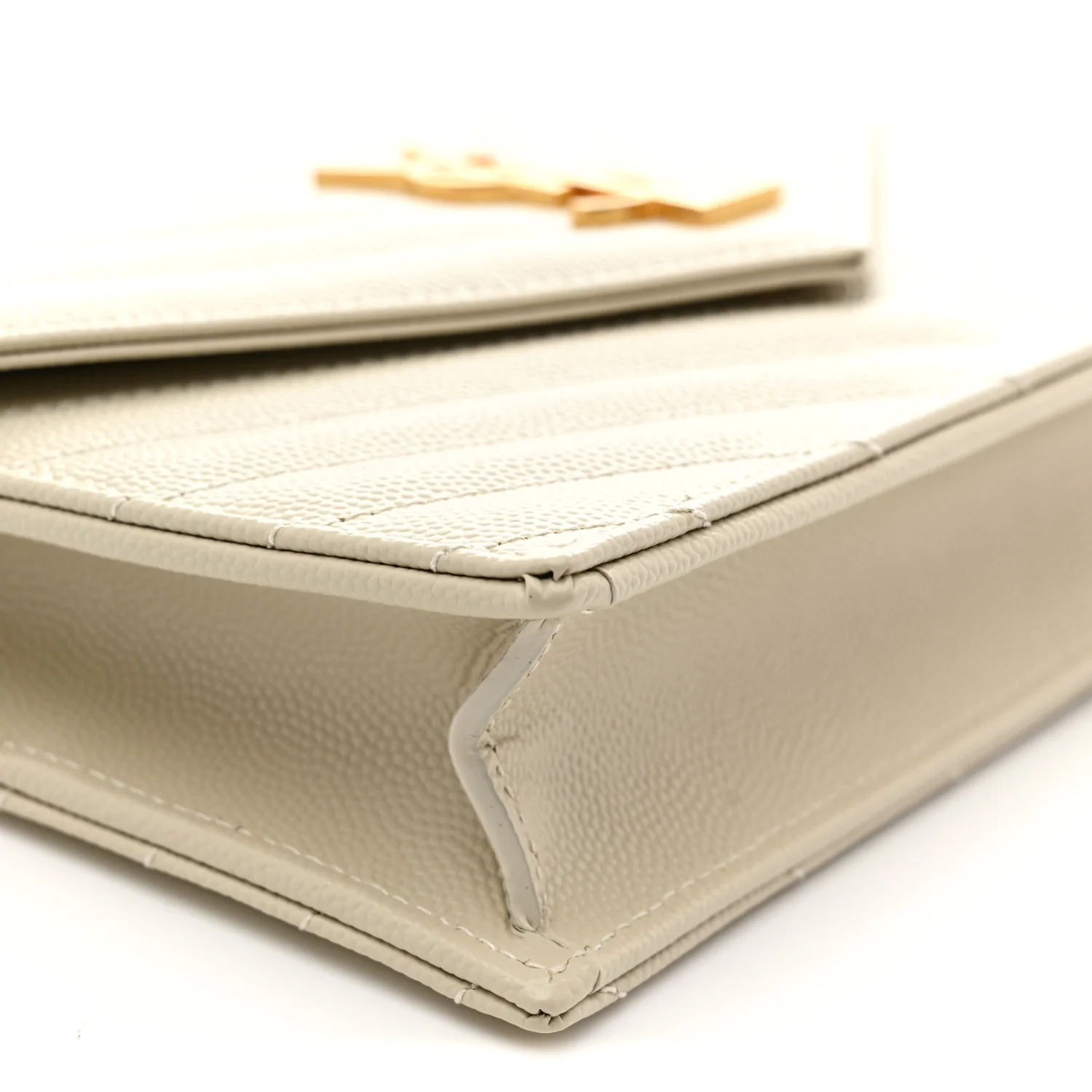Grain De Poudre Matelasse Chevron Monogram Envelope Chain Wallet Crema Soft