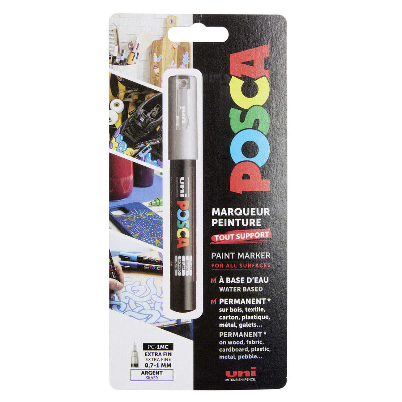 Marqueur créatif Posca pointe extra fine argentée