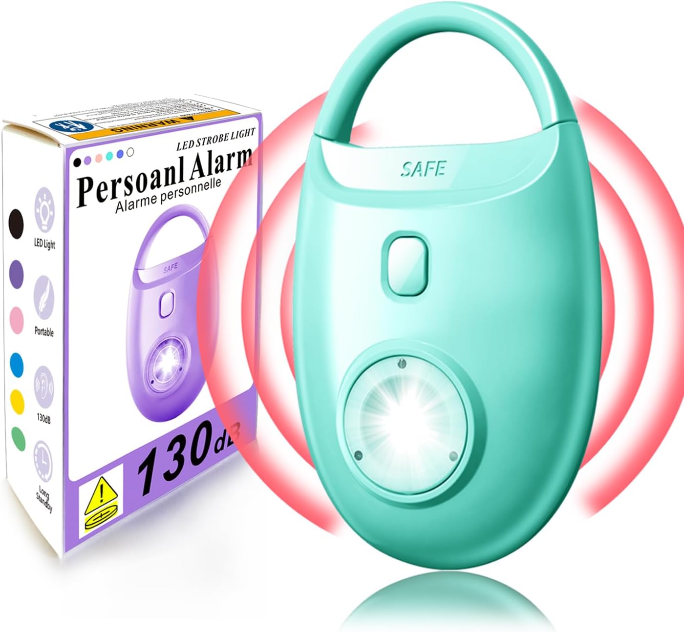 Personal Safety Alarm for Women – 130dB Loud Emergency Siren, Self Defense Keychain with LED Strobe Light, Safe Sound for Children, Girls, Students