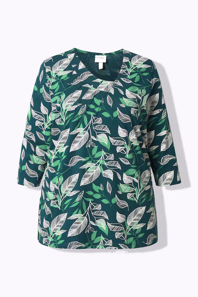 Eco Cotton Asymmetric Leaf Print Tee